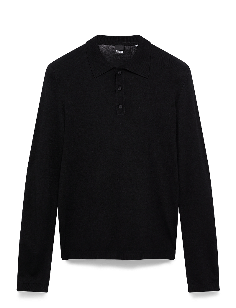 ONLY & SONS - ONSWYLER LIFE REG 14 LS POLO KNIT NOOS - gestrickte polohemden - black - 1