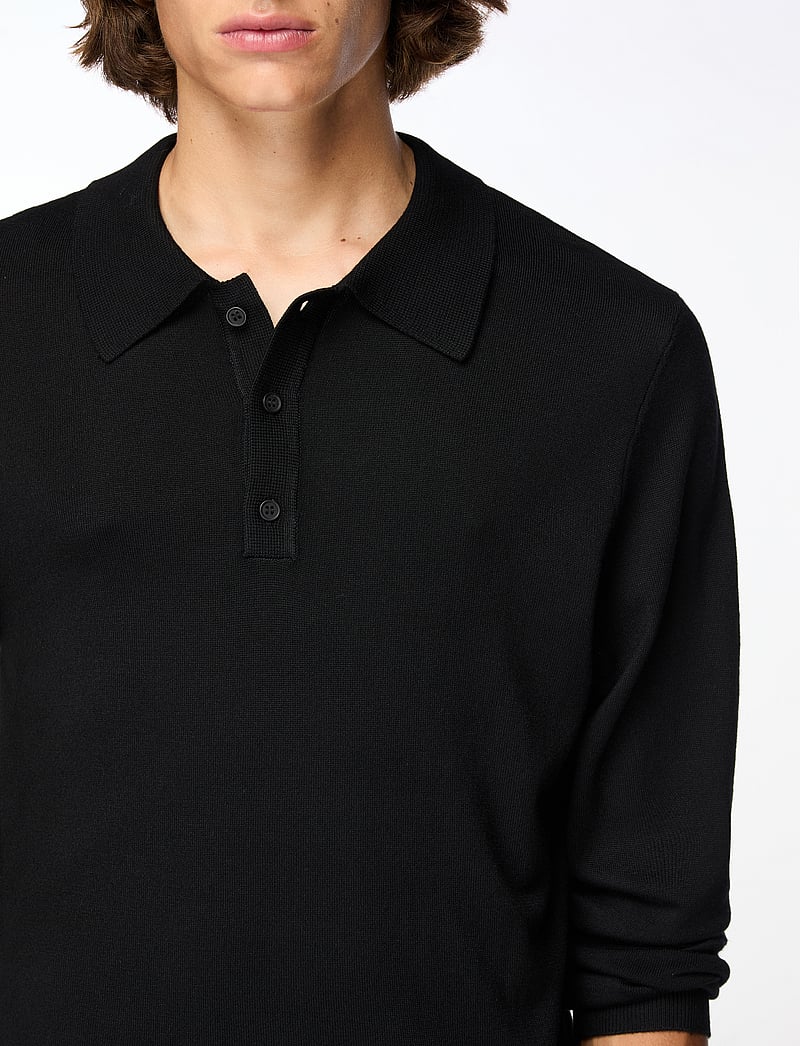 ONLY & SONS - ONSWYLER LIFE REG 14 LS POLO KNIT NOOS - gestrickte polohemden - black - 5