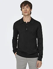 ONLY & SONS - ONSWYLER LIFE LS POLO KNIT - kootud polosärgid - black - 4