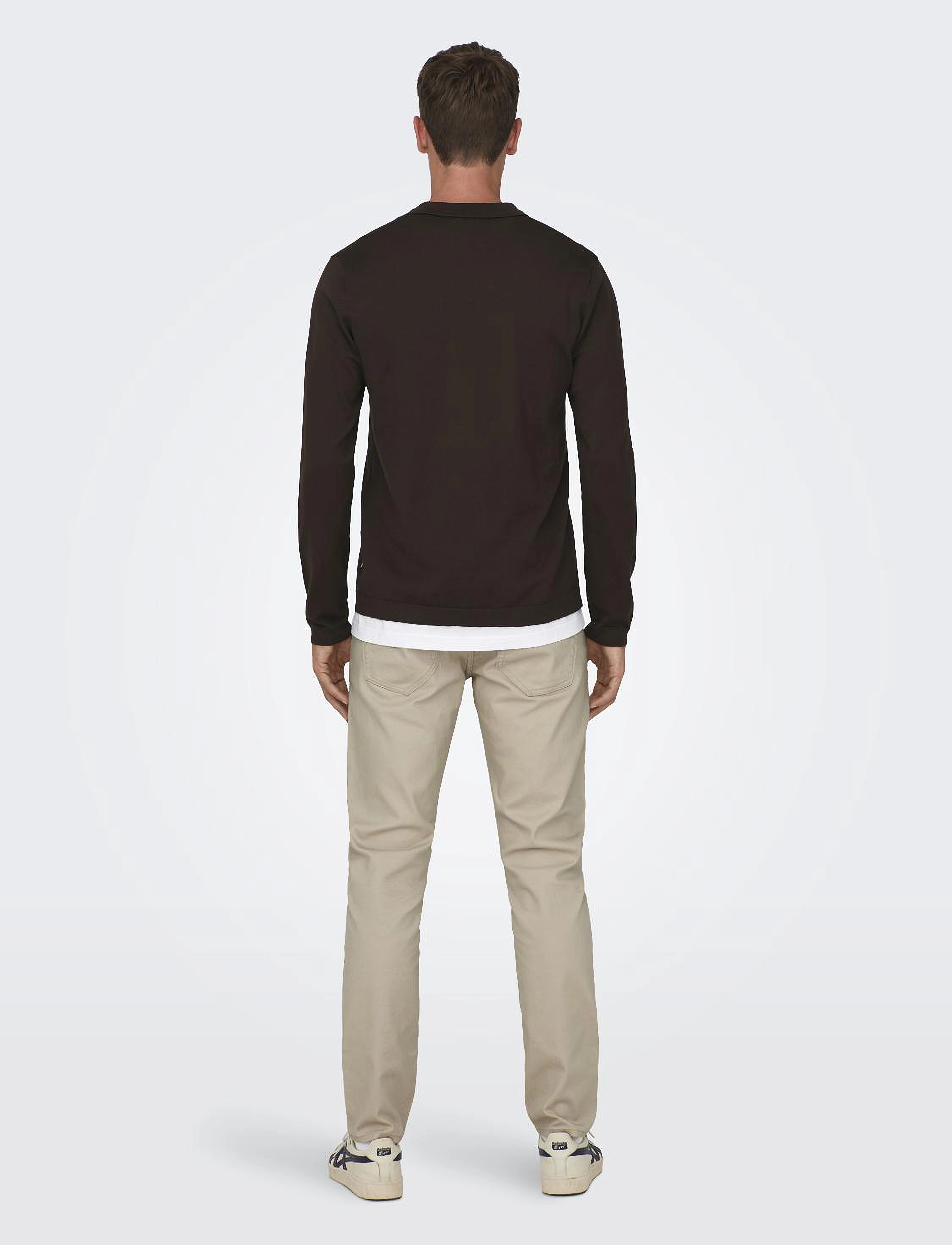 ONLY & SONS - ONSWYLER LIFE REG 14 LS POLO KNIT NOOS - hot fudge - 3