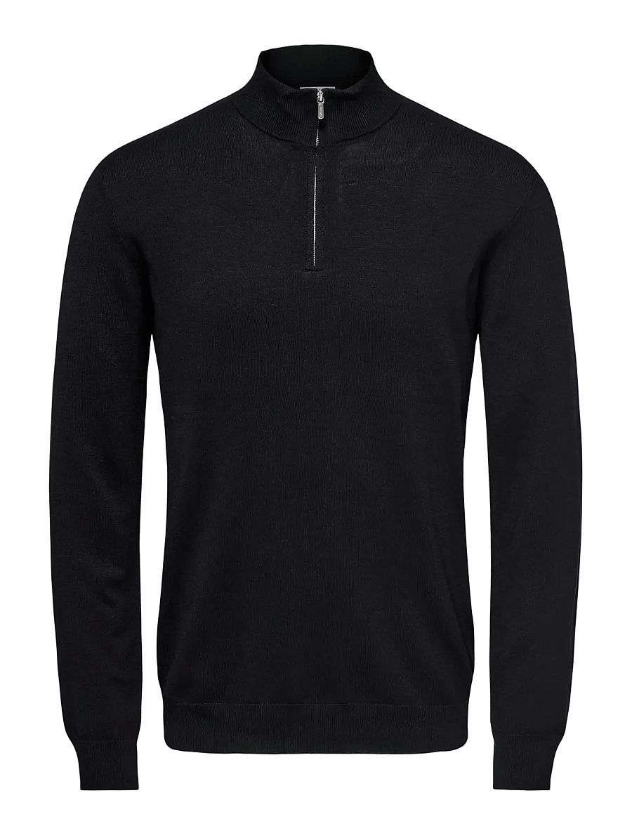 ONLY & SONS - ONSWYLER LIFE LS HALF ZIP KNIT - poolpika lukuga džemprid - black - 1