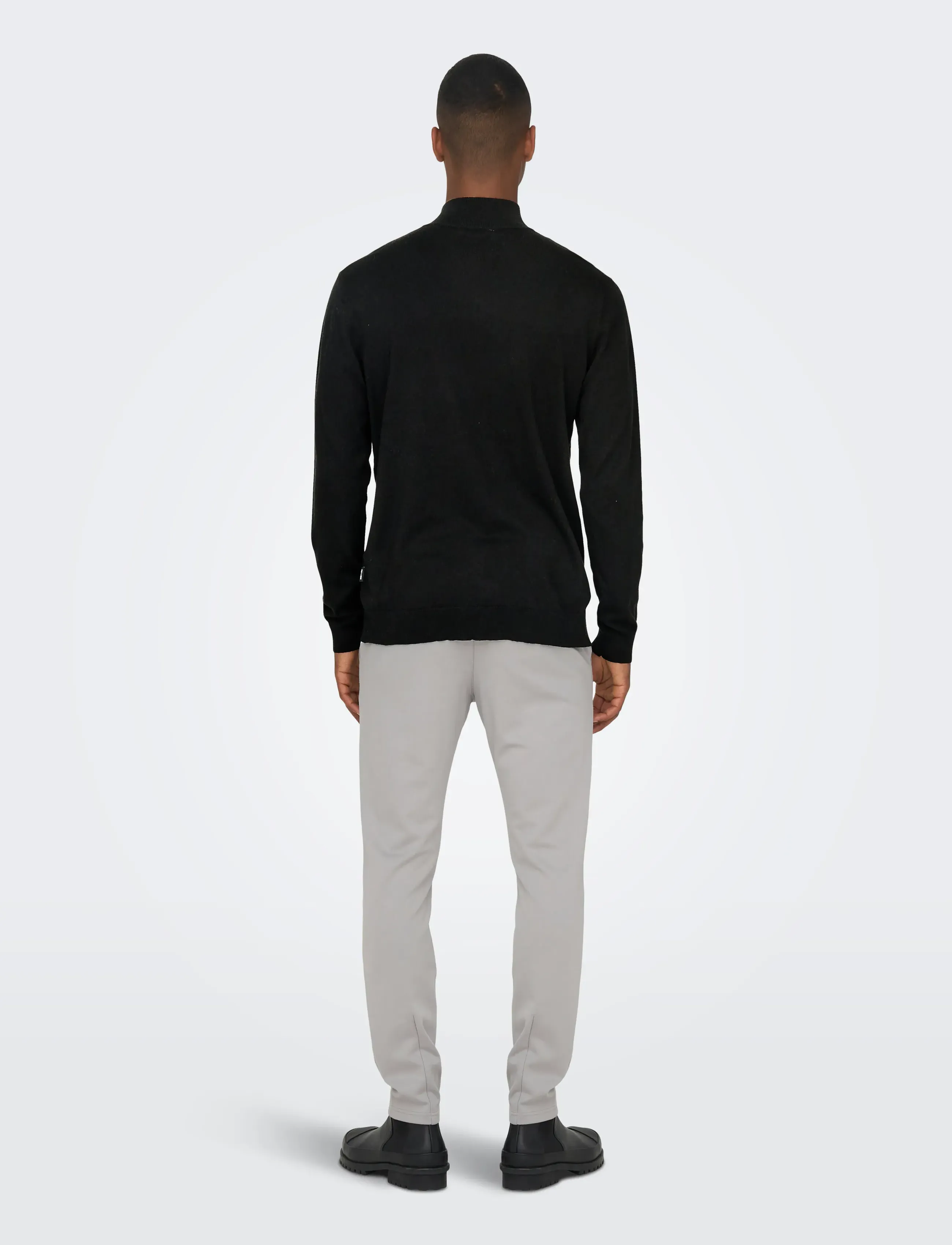 ONLY & SONS - ONSWYLER LIFE REG 14 HALF ZIP KNIT NOOS - tõmblukk-kaelusega džemprid - black - 3