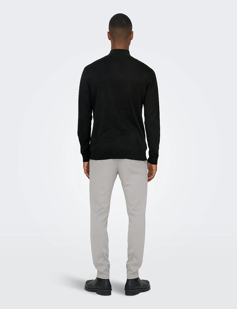 ONLY & SONS - ONSWYLER LIFE LS HALF ZIP KNIT - poolpika lukuga džemprid - black - 3