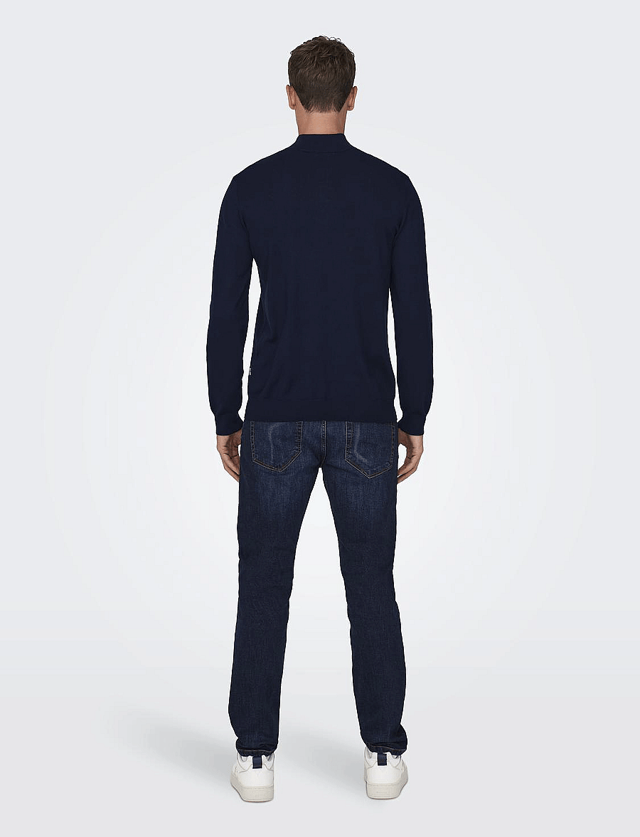ONLY & SONS - ONSWYLER LIFE LS HALF ZIP KNIT - pullover mit halbem reißverschluss - dark navy - 3