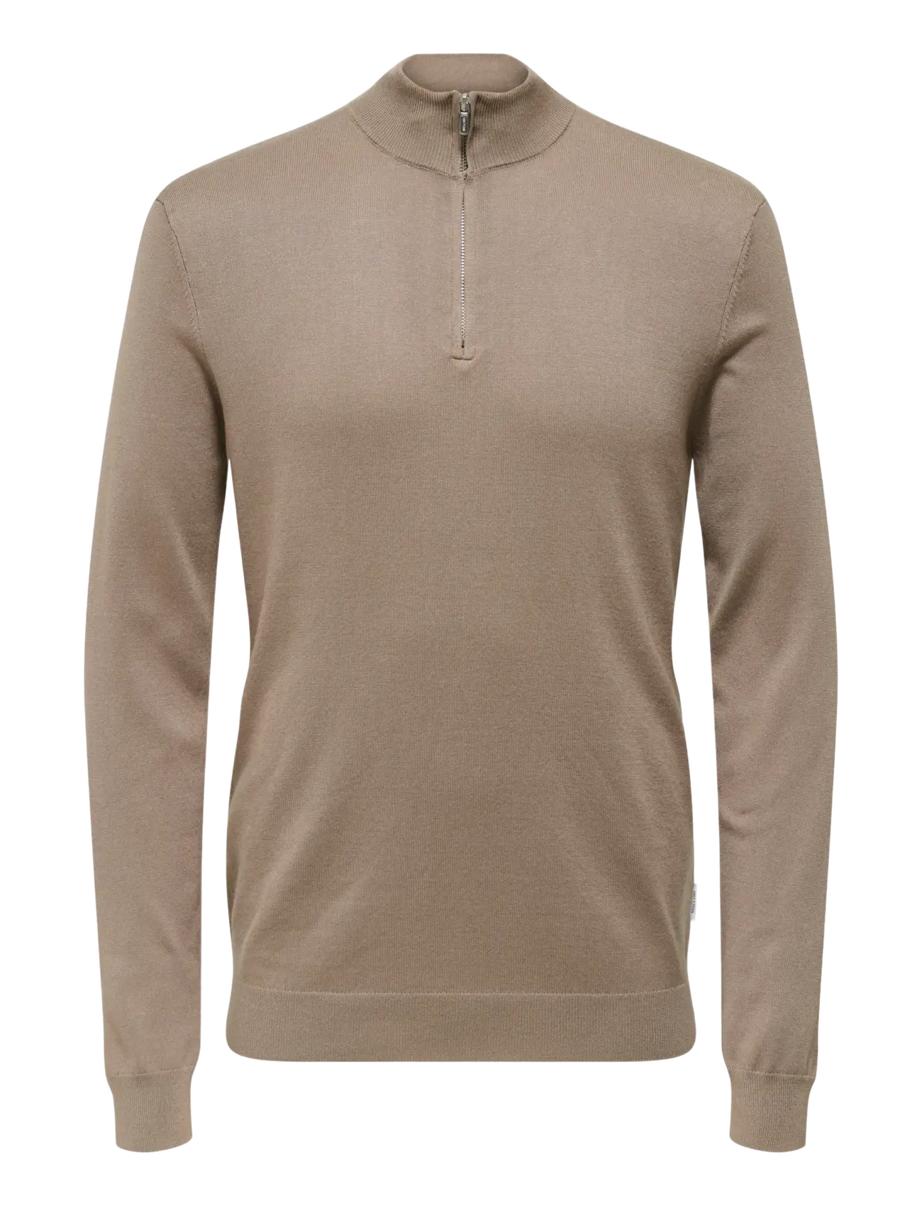 ONLY & SONS Onswyler Life Reg 14 Half Zip Knit Noos, Mænd, Halv Lynlås Striktrøje, Beige, Str: XS