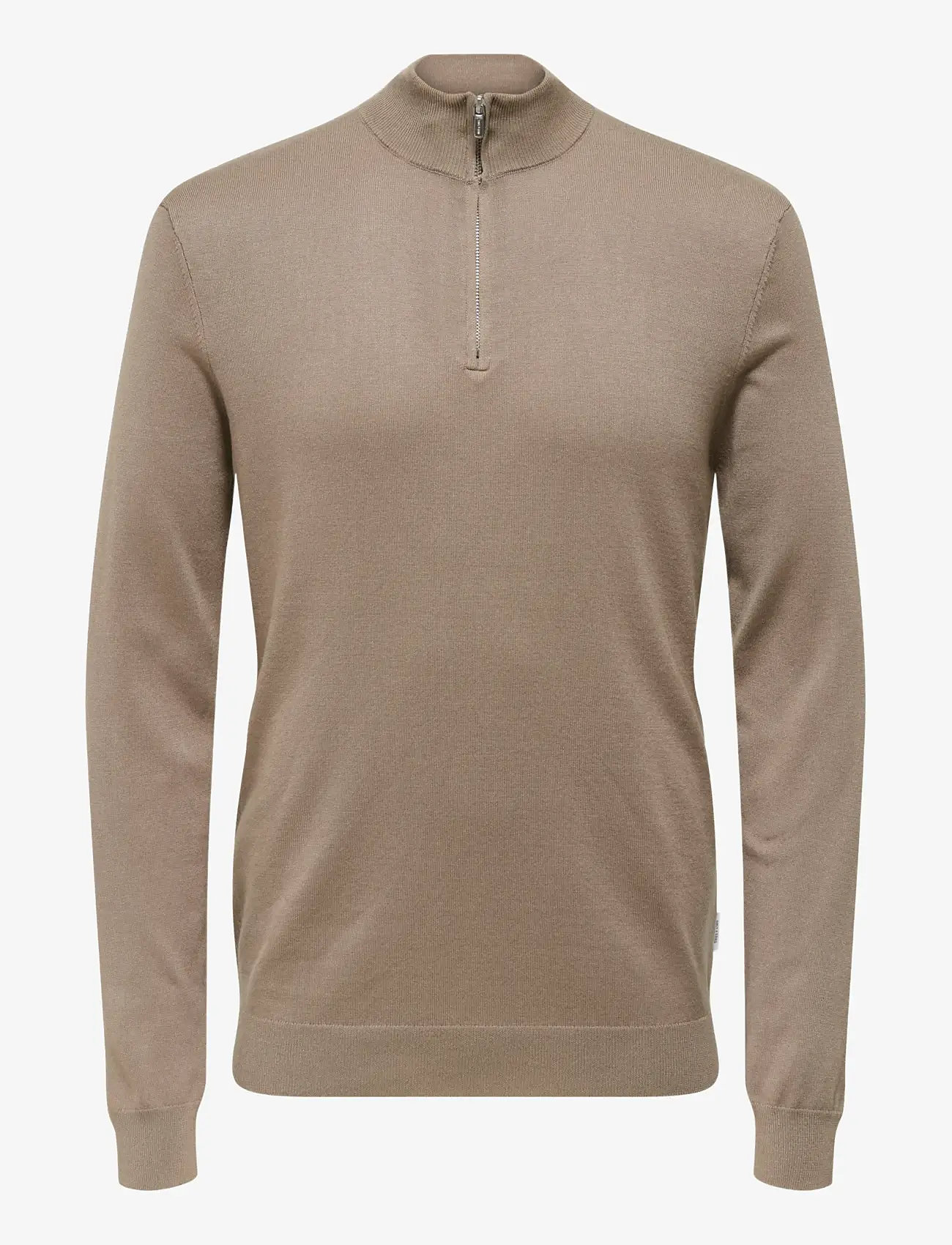 ONLY & SONS - ONSWYLER LIFE REG 14 HALF ZIP KNIT NOOS - pullover mit halbem reißverschluss - desert taupe - 0
