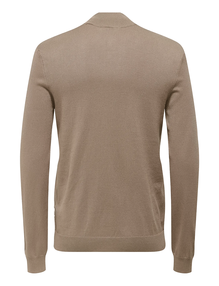 ONLY & SONS - ONSWYLER LIFE REG 14 HALF ZIP KNIT NOOS - half zip-tröjor - desert taupe - 1