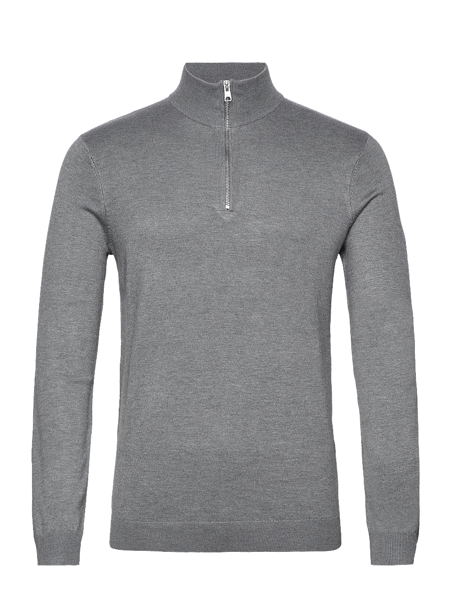 ONLY & SONS - ONSWYLER LIFE REG 14 HALF ZIP KNIT NOOS - pullover mit halbem reißverschluss - medium grey melange - 0