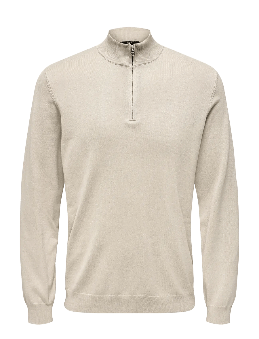 ONLY & SONS - ONSWYLER LIFE LS HALF ZIP KNIT - poolpika lukuga džemprid - silver lining - 1