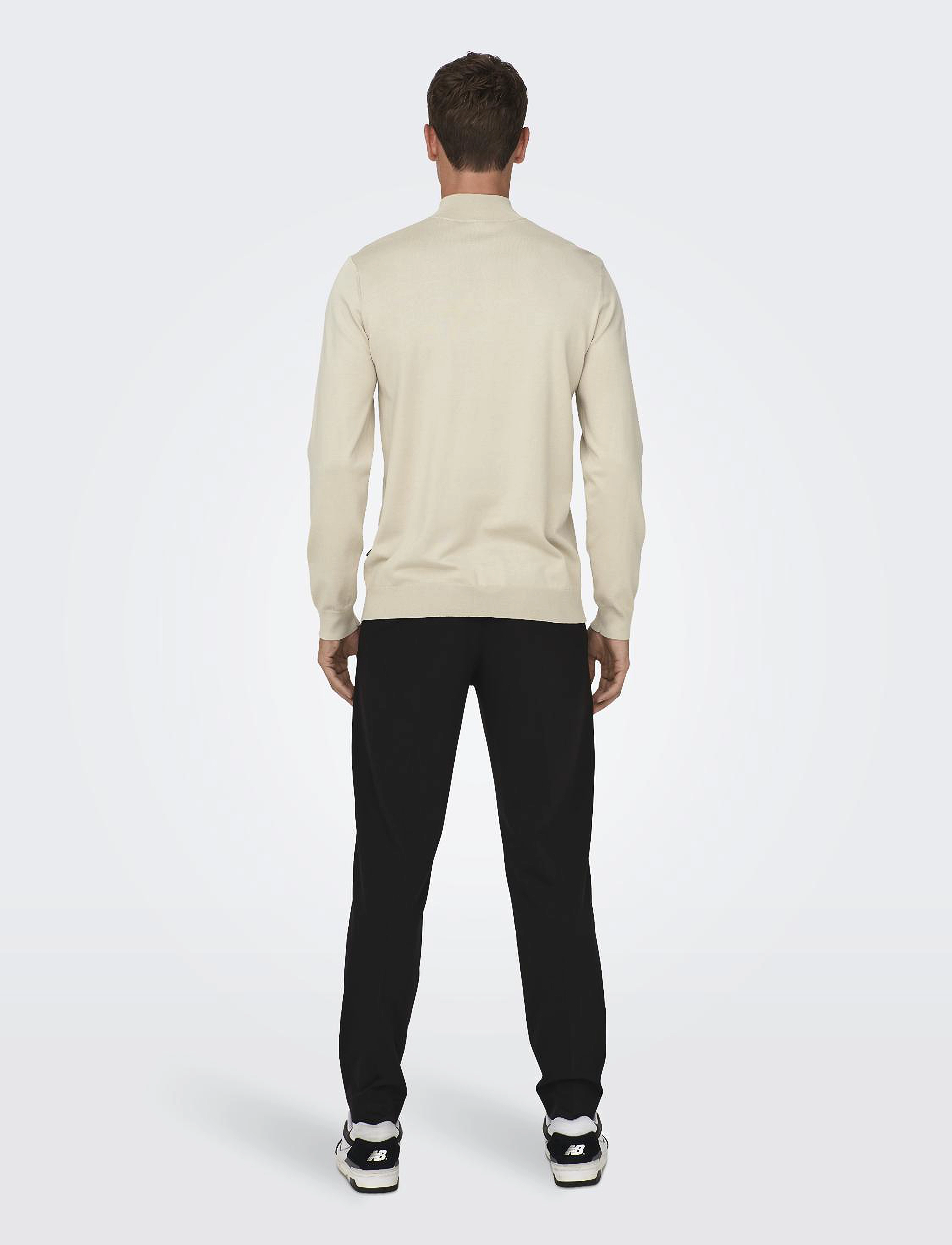 ONLY & SONS - ONSWYLER LIFE REG 14 HALF ZIP KNIT NOOS - half zip jumpers - silver lining - 3