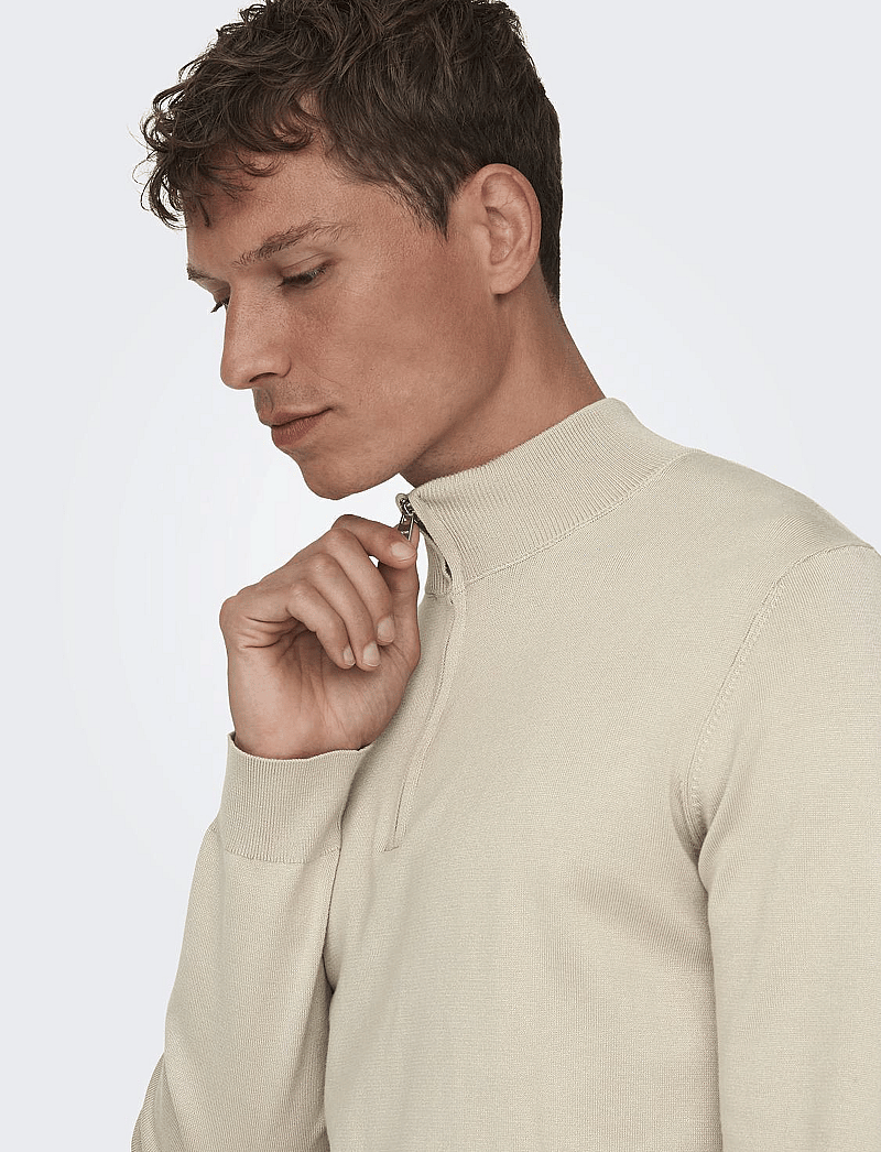 ONLY & SONS - ONSWYLER LIFE REG 14 HALF ZIP KNIT NOOS - half zip-tröjor - silver lining - 5