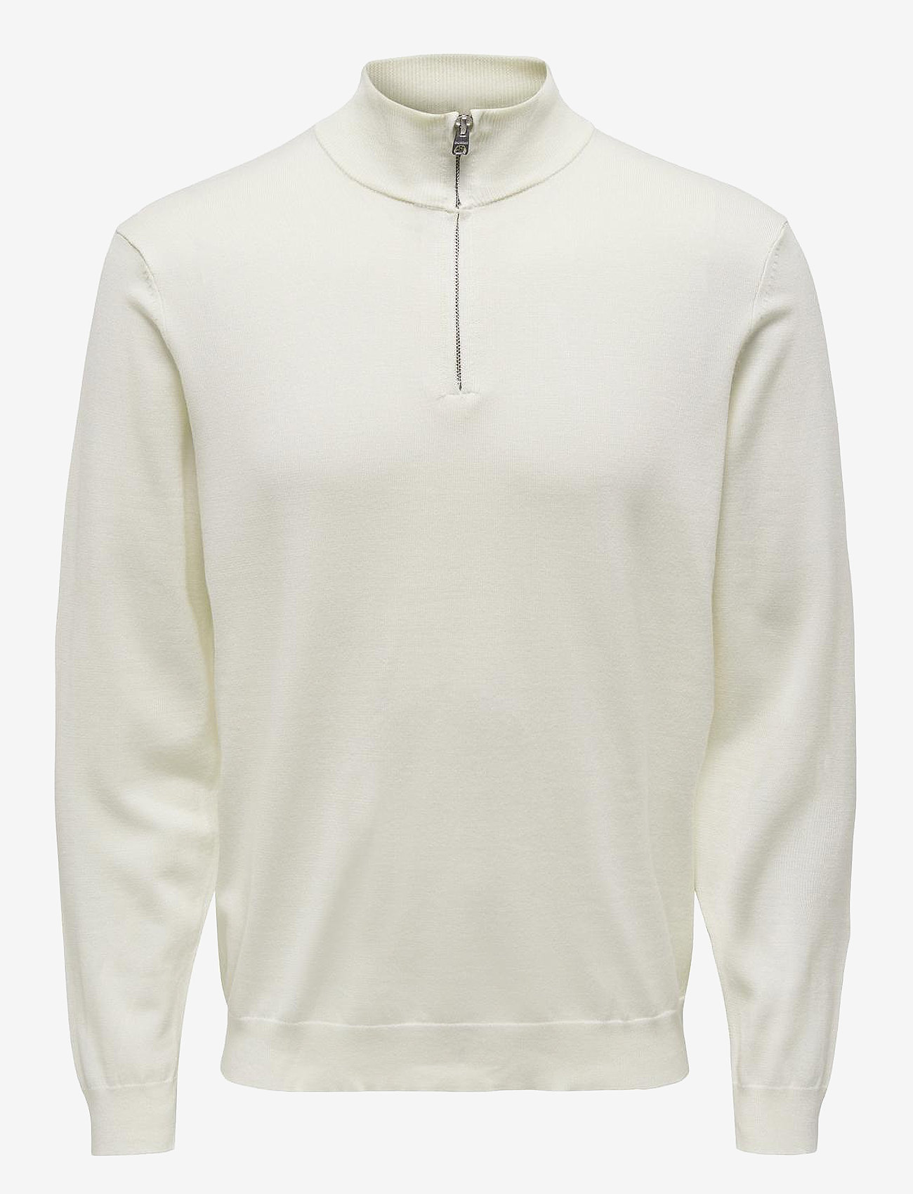 ONLY & SONS - ONSWYLER LIFE REG 14 HALF ZIP KNIT NOOS - half zip jumpers - star white - 1