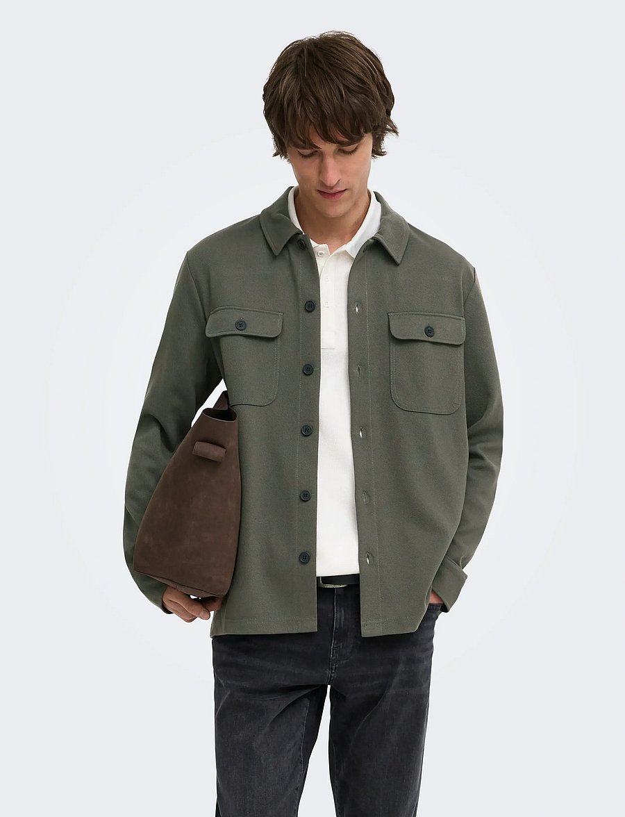 ONLY & SONS - ONSNEWKODYL OVERSHIRT SWEAT NOOS - Überhemden - beluga - 0