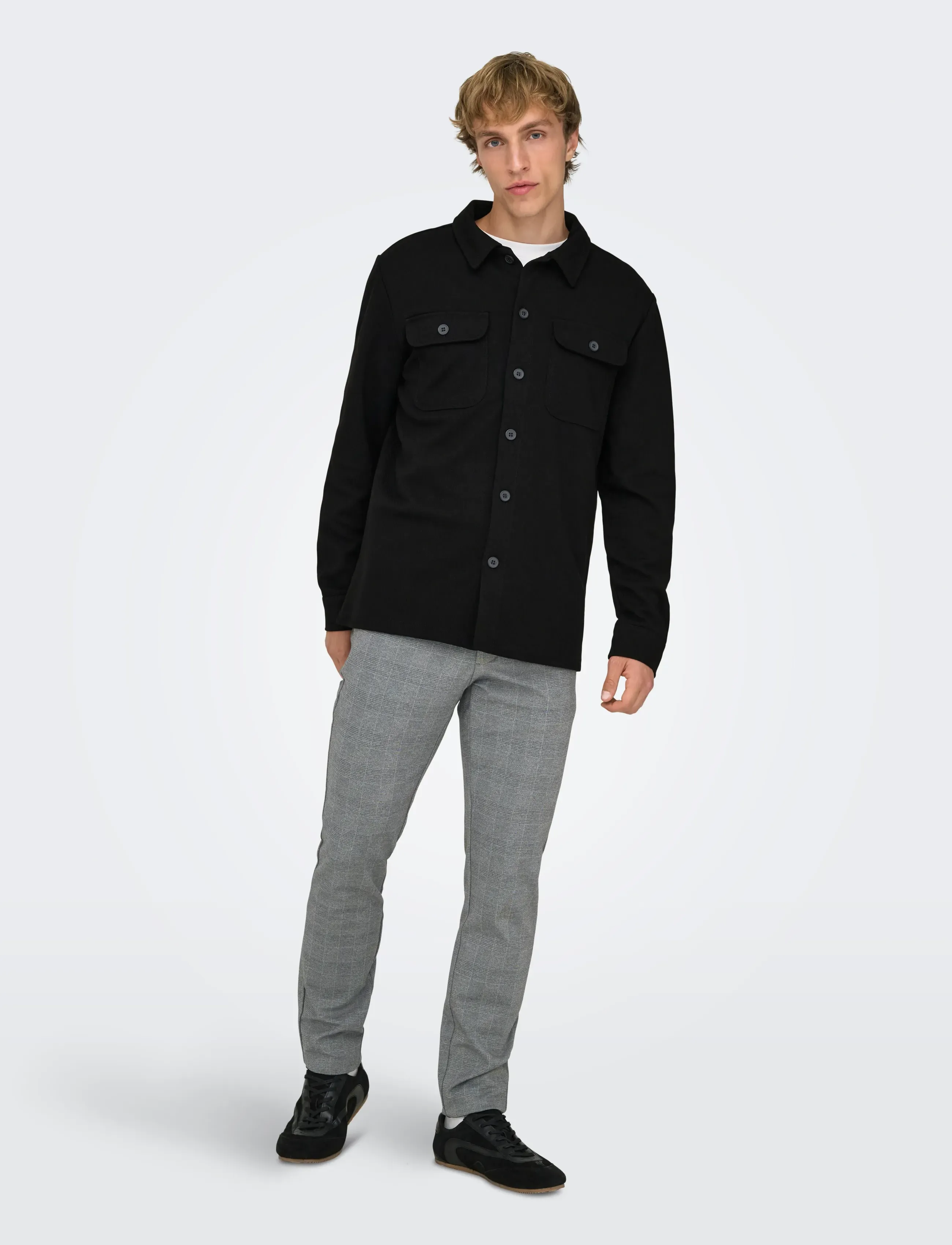 ONLY & SONS Onsnewkodyl Overshirt Sweat Noos, L, Black, Overdele > Overtrøjer, Herre