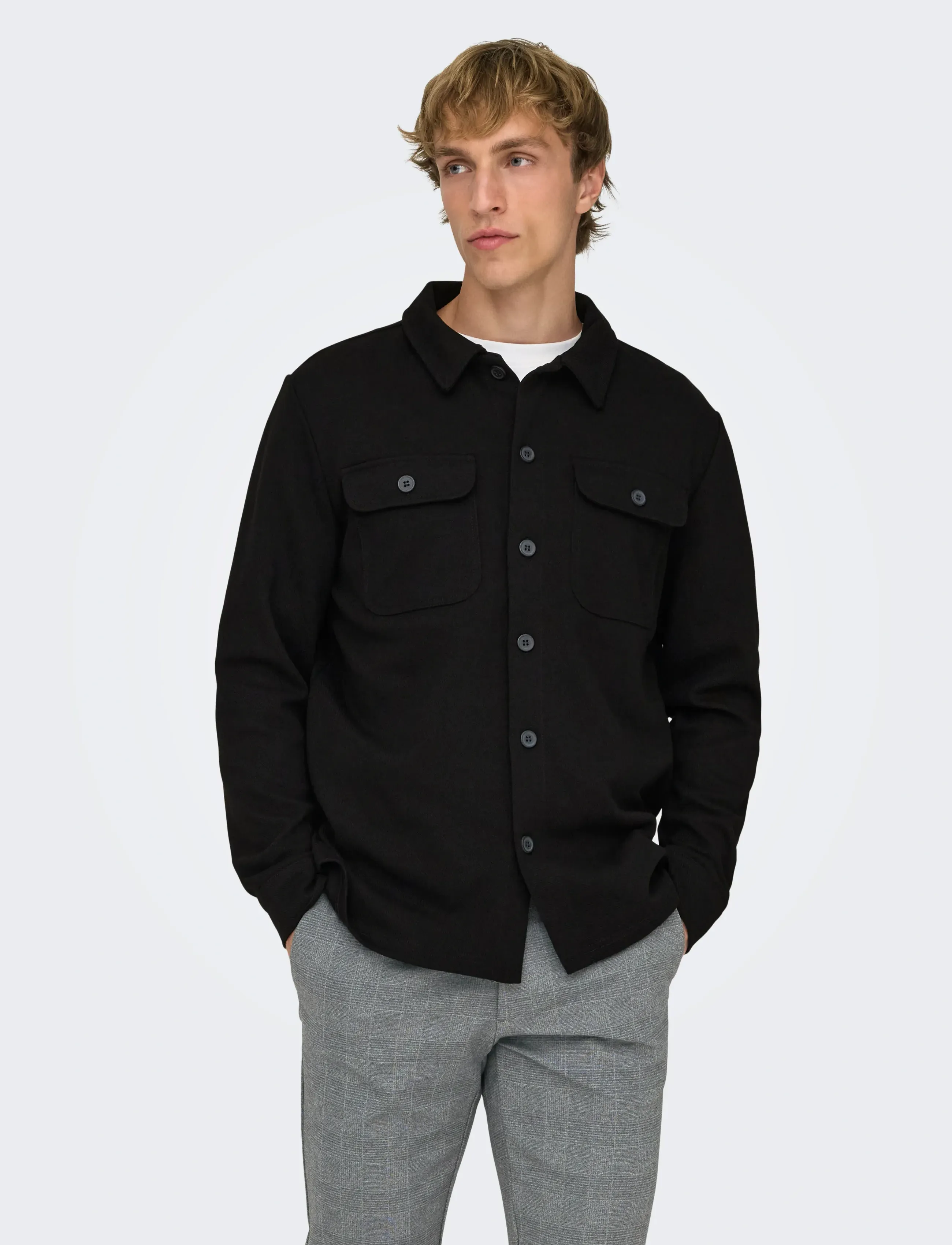 ONLY & SONS - ONSNEWKODYL OVERSHIRT SWEAT NOOS - laveste priser - black - 4