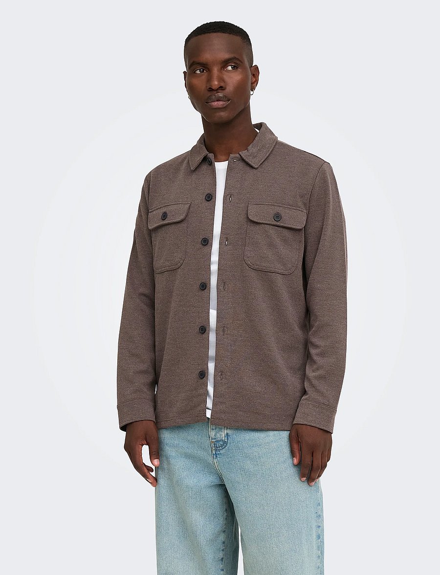 ONLY & SONS - ONSNEWKODYL OVERSHIRT SWEAT NOOS - Überhemden - coffee bean - 0