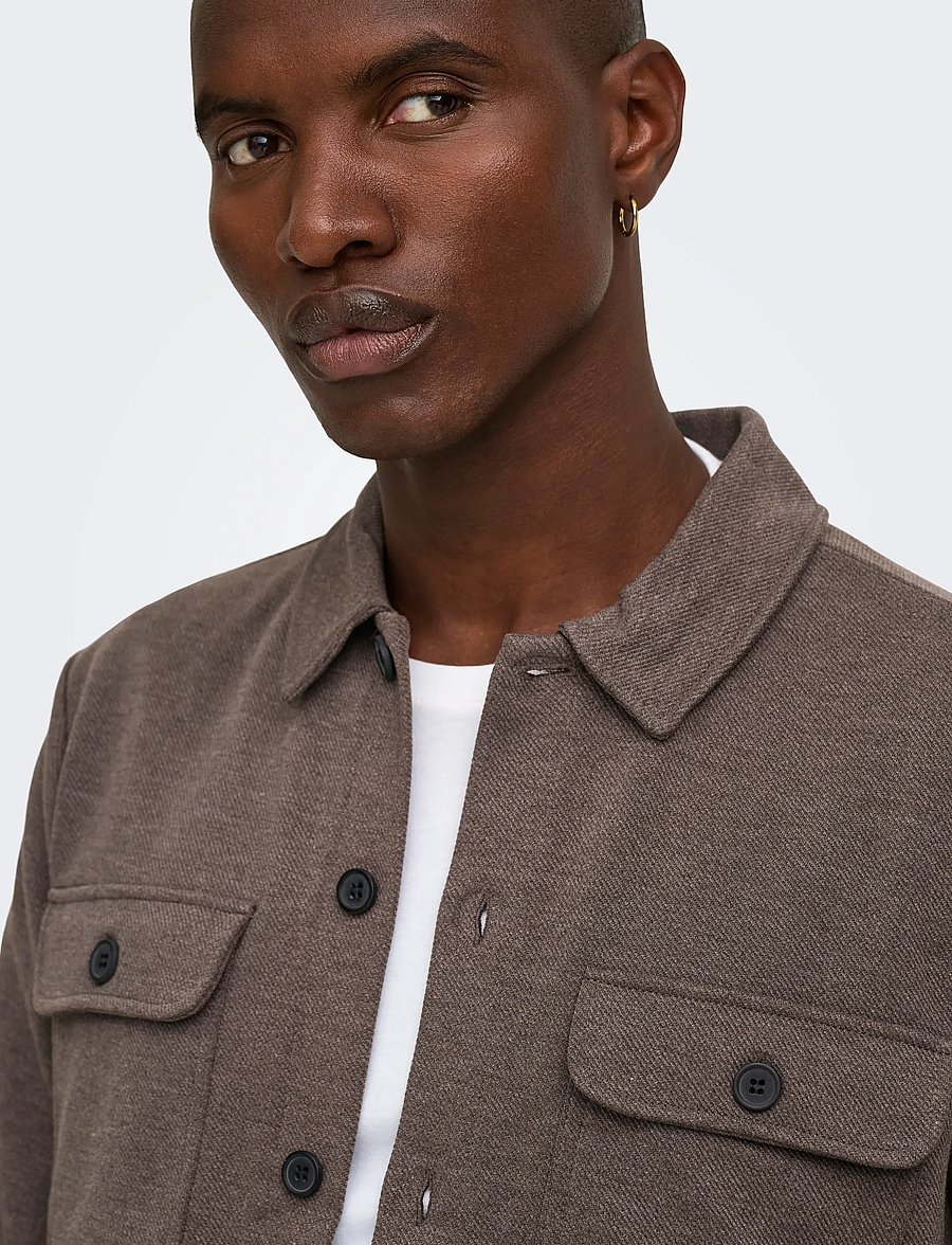 ONLY & SONS - ONSNEWKODYL OVERSHIRT SWEAT NOOS - Überhemden - coffee bean - 5