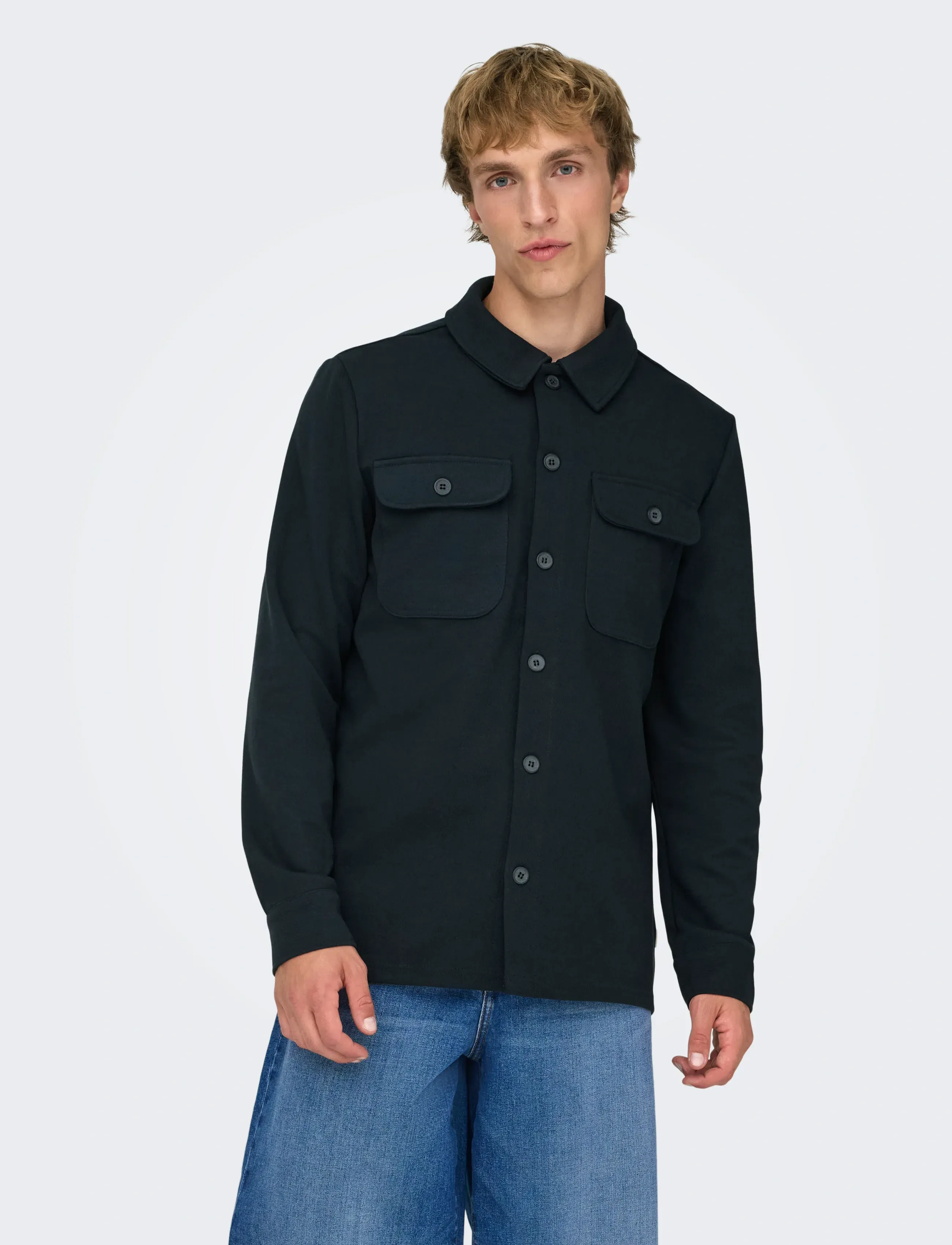 ONLY & SONS Onsnewkodyl Overshirt Sweat Noos, XL, Navy, Overdele > Overtrøjer, Herre