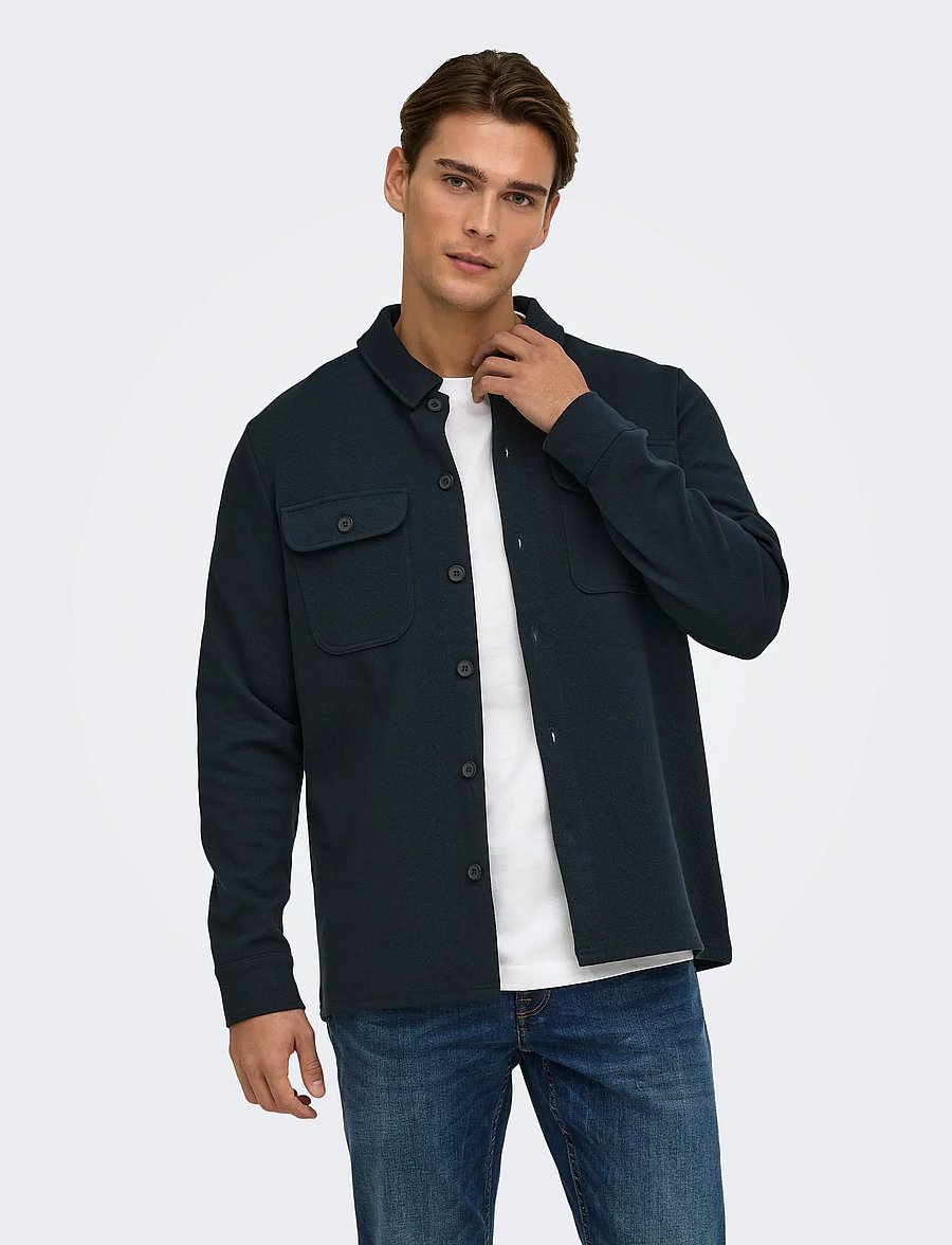 ONLY & SONS - ONSNEWKODYL OVERSHIRT SWEAT NOOS - Überhemden - dark navy - 0