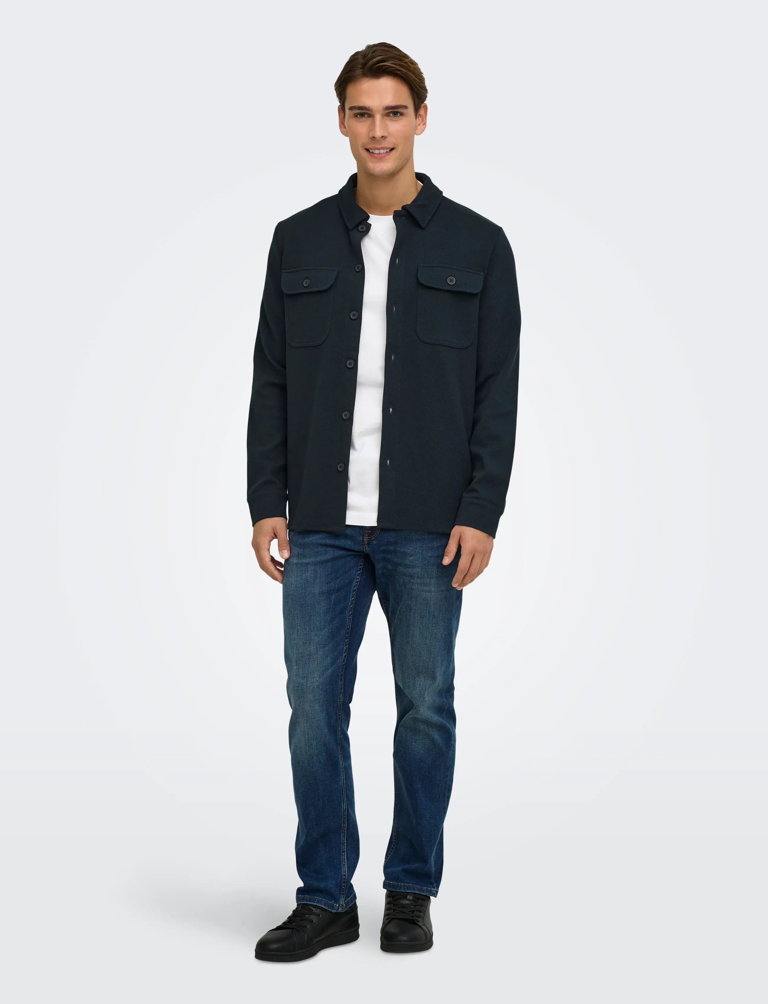 ONLY & SONS - ONSNEWKODYL OVERSHIRT SWEAT NOOS - Überhemden - dark navy - 4