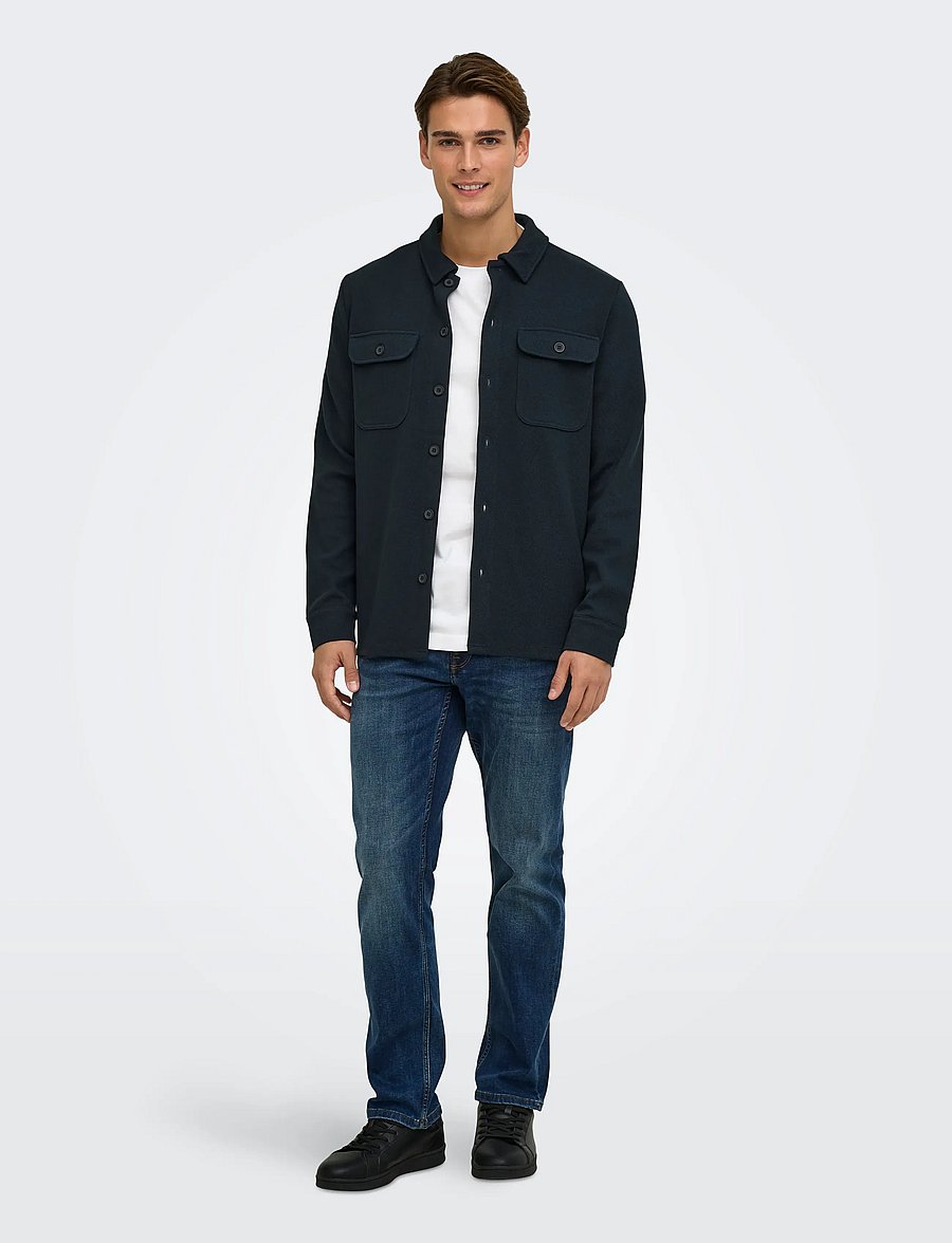 ONLY & SONS - ONSNEWKODYL OVERSHIRT SWEAT NOOS - Überhemden - dark navy - 4