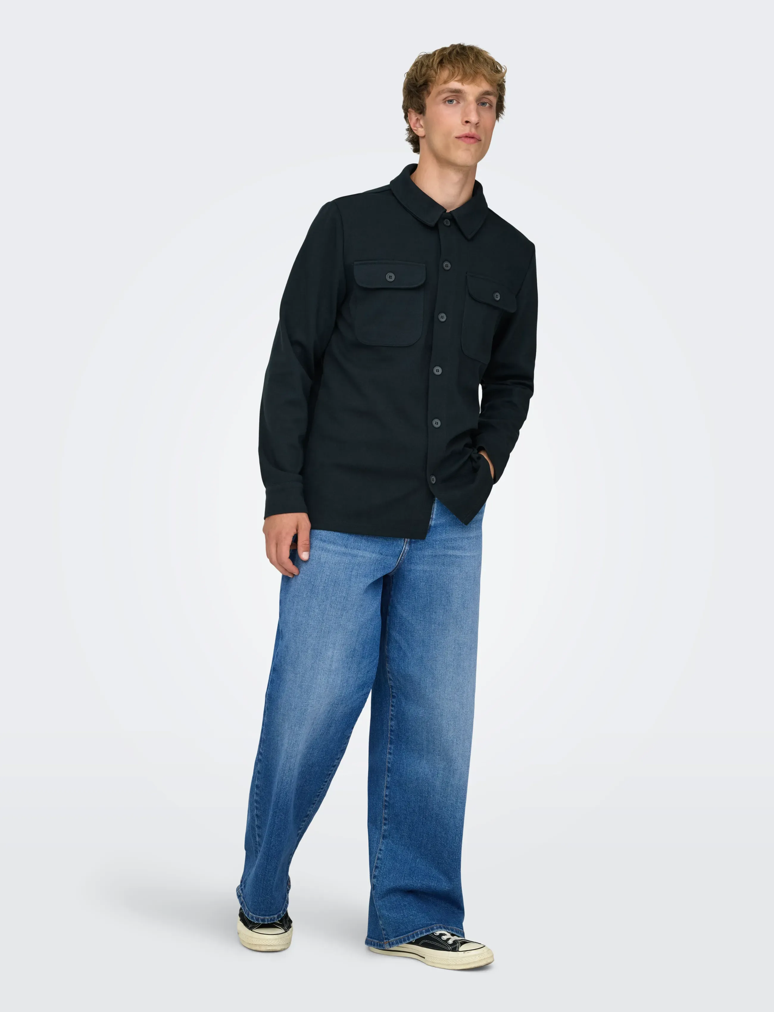 ONLY & SONS - ONSNEWKODYL OVERSHIRT SWEAT NOOS - kollektsioonid - dark navy - 4
