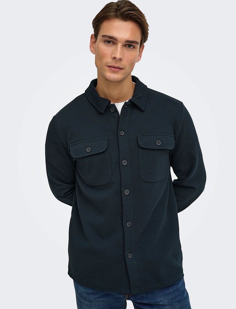 ONLY & SONS - ONSNEWKODYL OVERSHIRT SWEAT NOOS - Überhemden - dark navy - 5