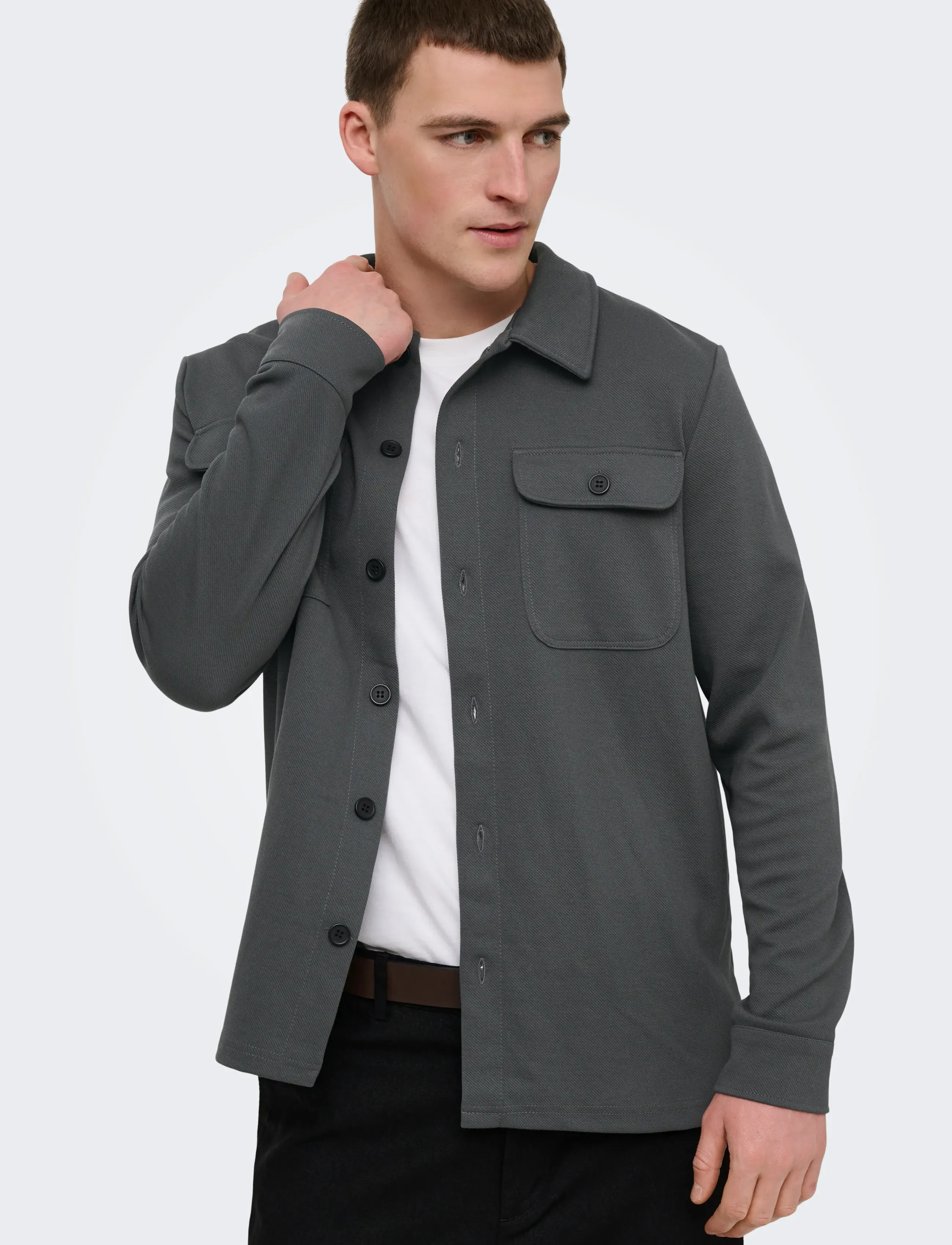 ONLY & SONS - ONSNEWKODYL OVERSHIRT SWEAT NOOS - collections - grey pinstripe - 5
