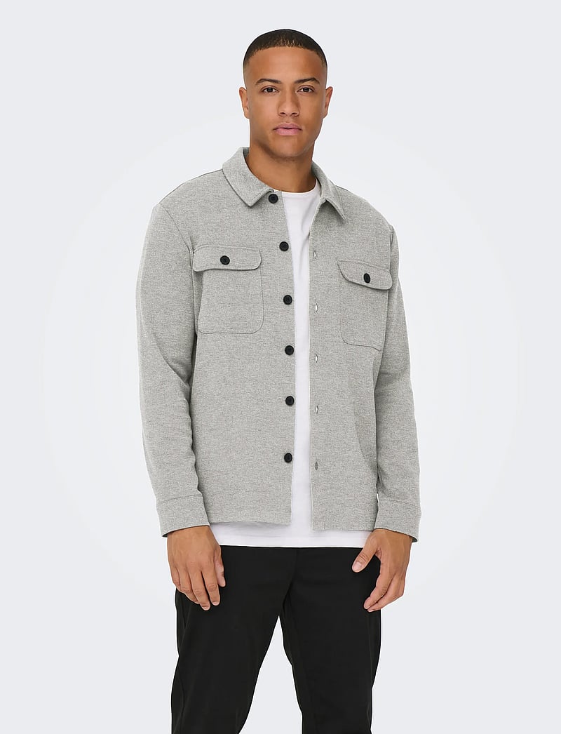ONLY & SONS - ONSNEWKODYL OVERSHIRT SWEAT - kollektionen - light grey melange - 0