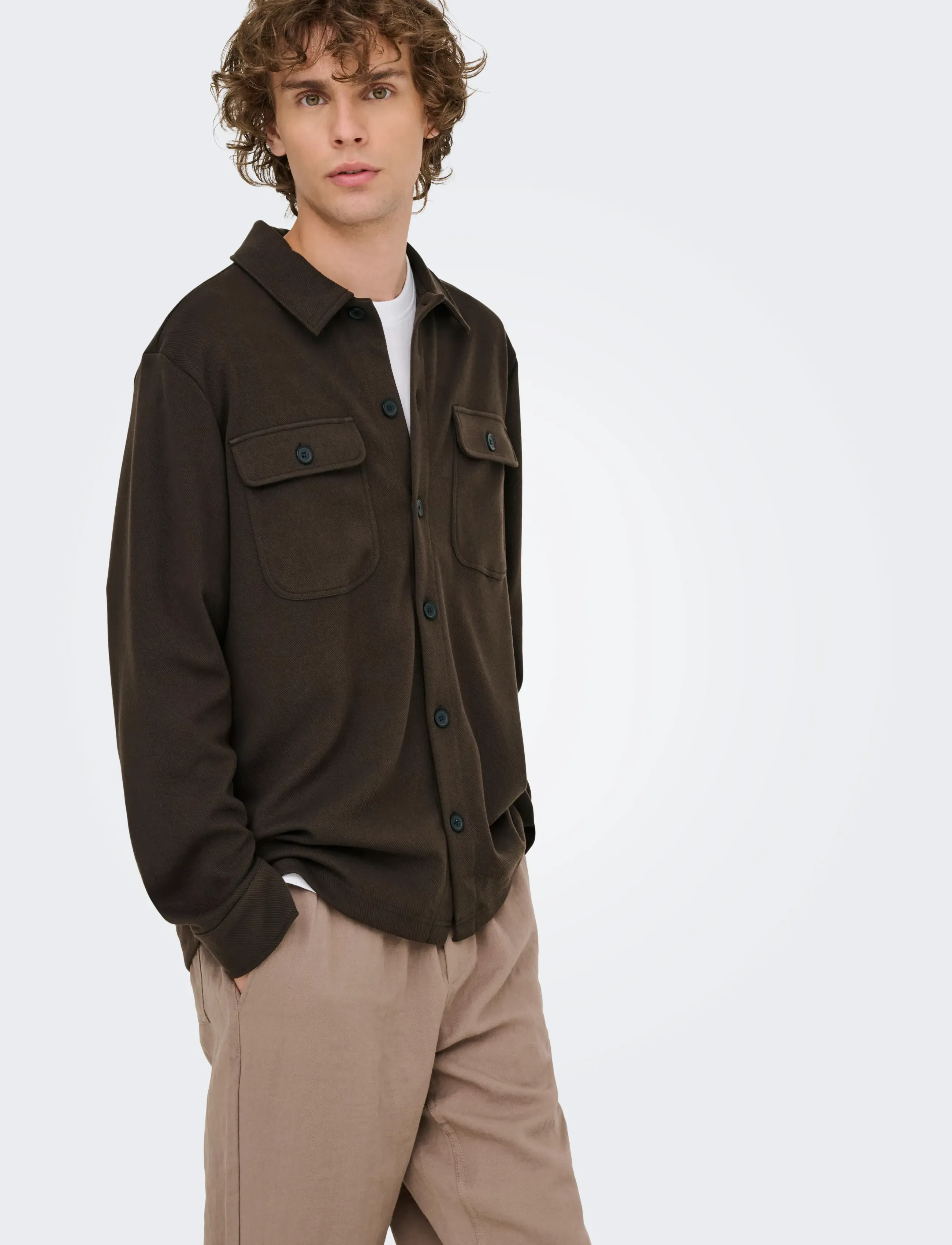 ONLY & SONS - ONSNEWKODYL OVERSHIRT SWEAT NOOS - kolekcijos - mulch - 4