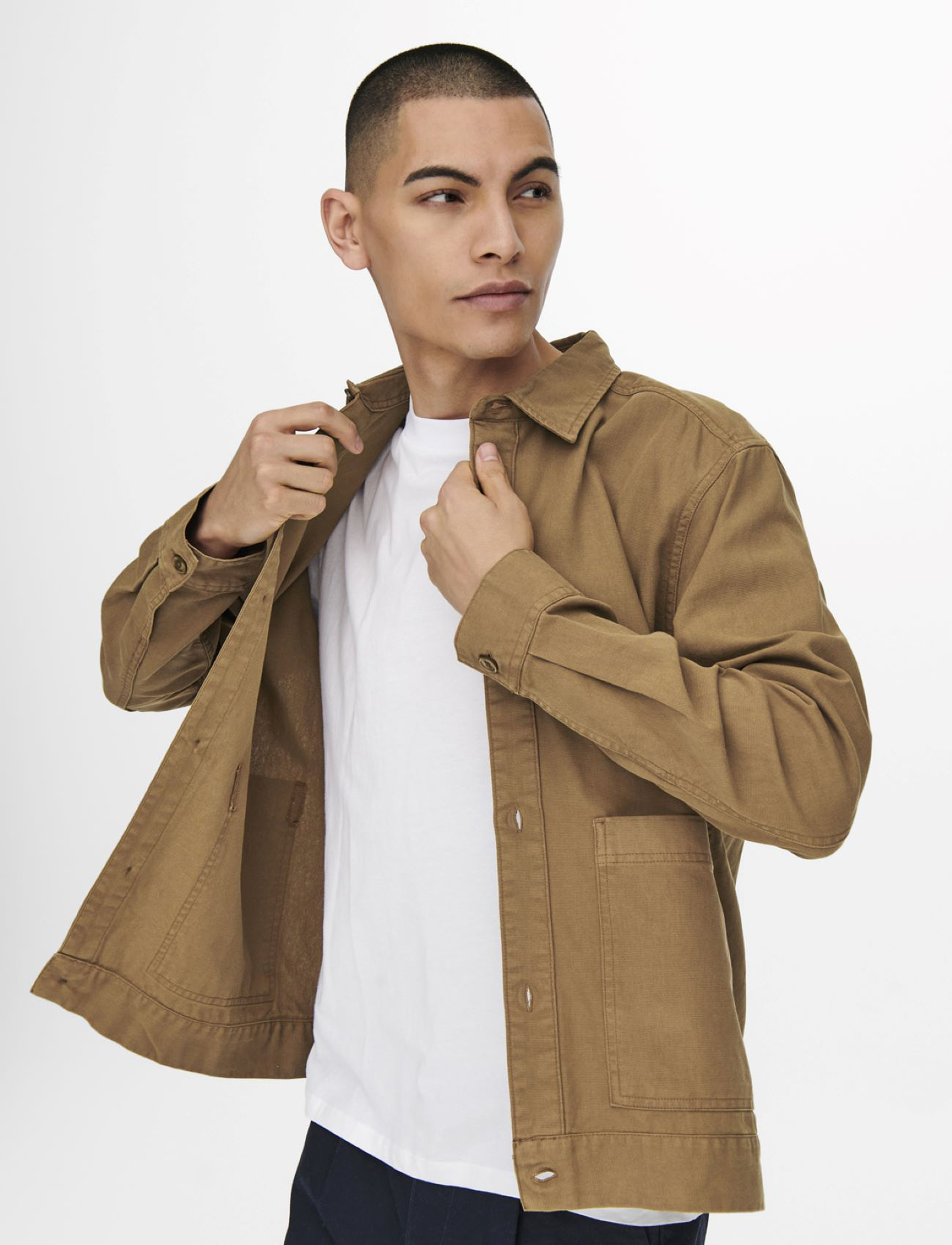 ONLY & SONS - ONSARON LS WASHED CANVAS OVERSHIRT - rubber - 2