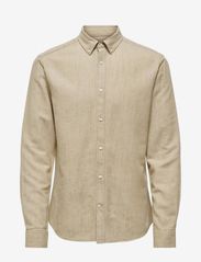 ONLY & SONS - ONSARLO LS HRB LINEN SHIRT - laveste priser - chinchilla - 0