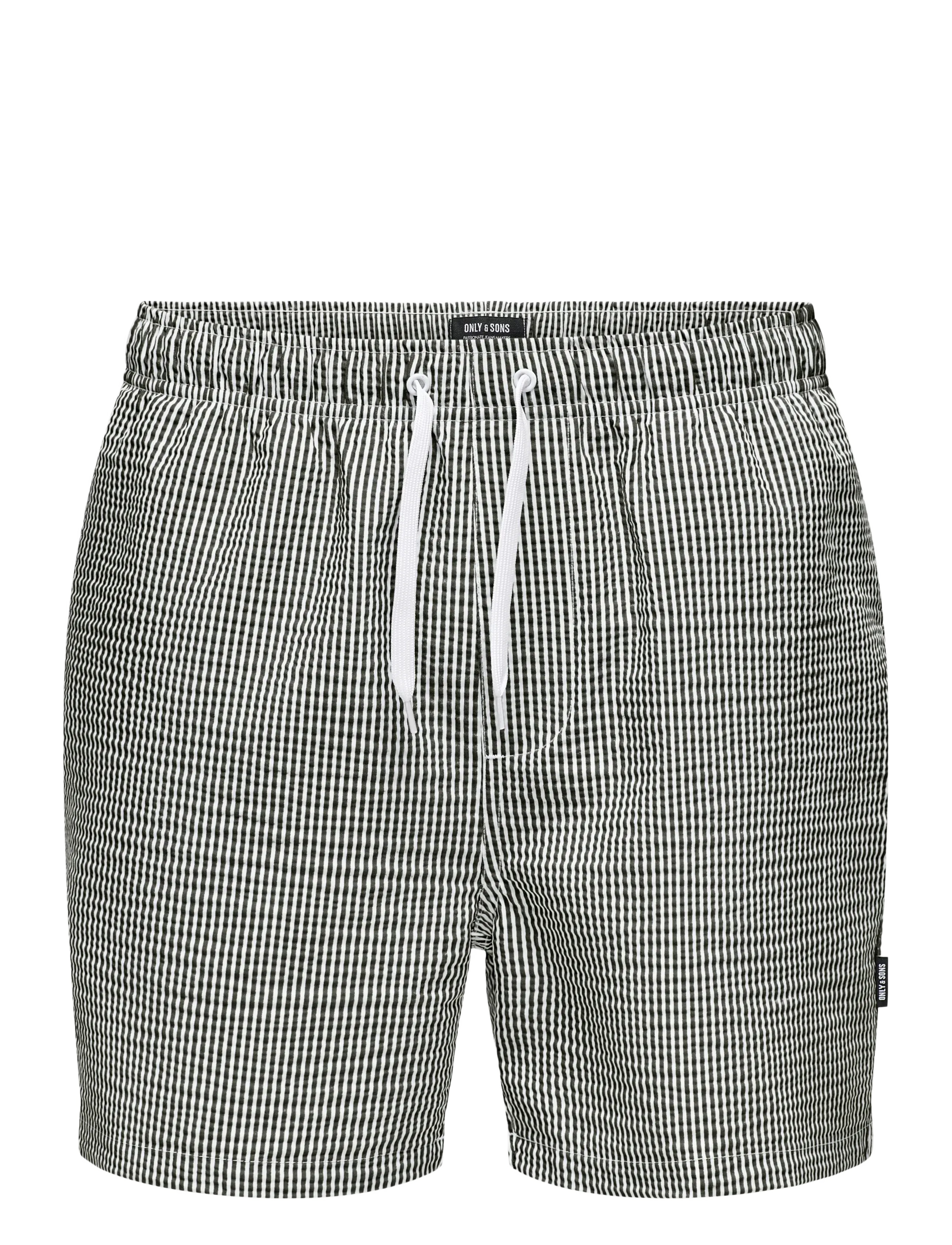ONLY & SONS Onsted Stripe Seersucker Swim Noos Schwarz - XS - Herren