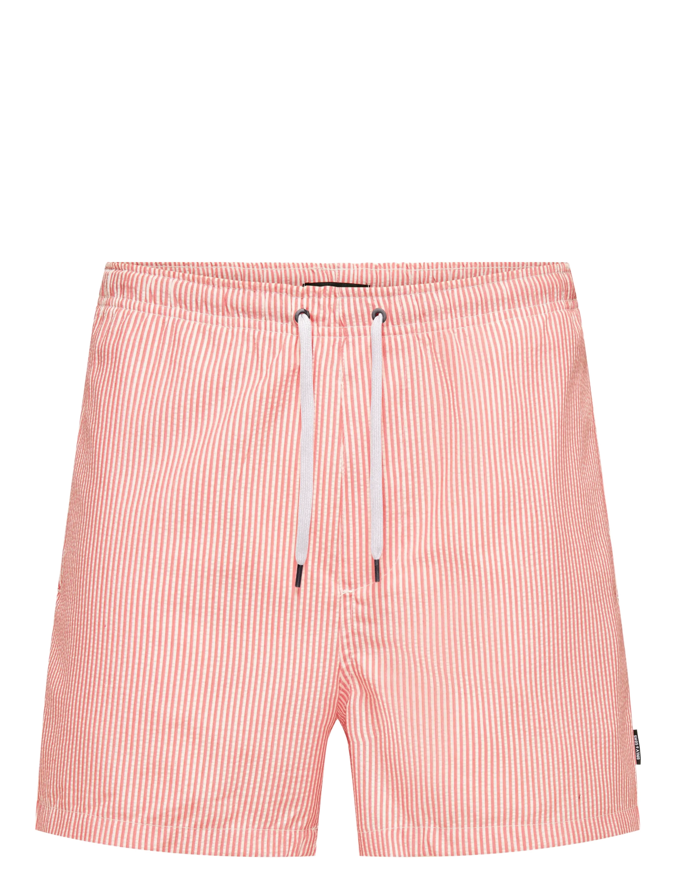 ONLY & SONS ONSTED STRIPE SEERSUCKER SWIM NOOS - Badebukser - PORCELAIN ROSE / red