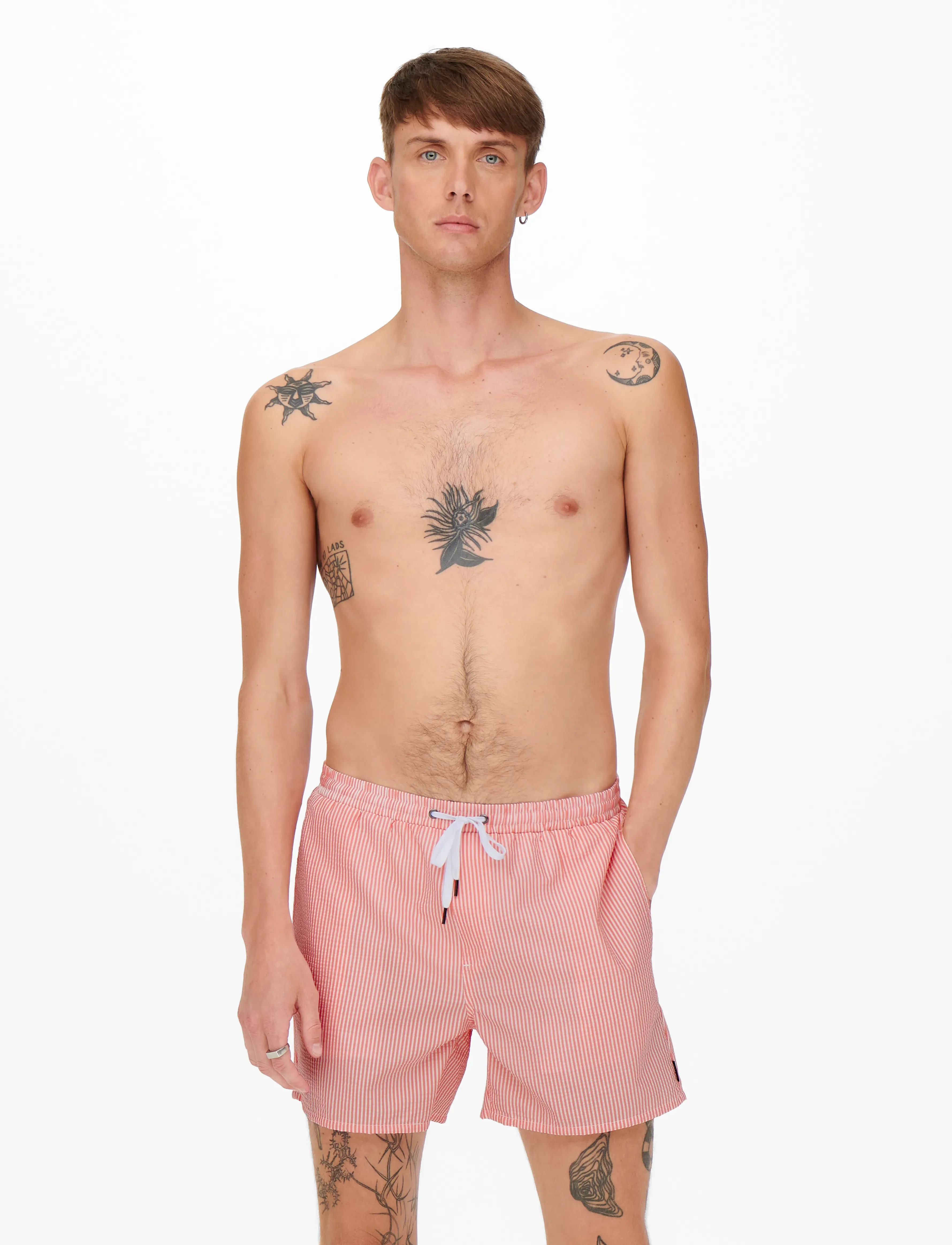 ONLY & SONS - ONSTED STRIPE SEERSUCKER SWIM NOOS - peldšorti - porcelain rose - 0