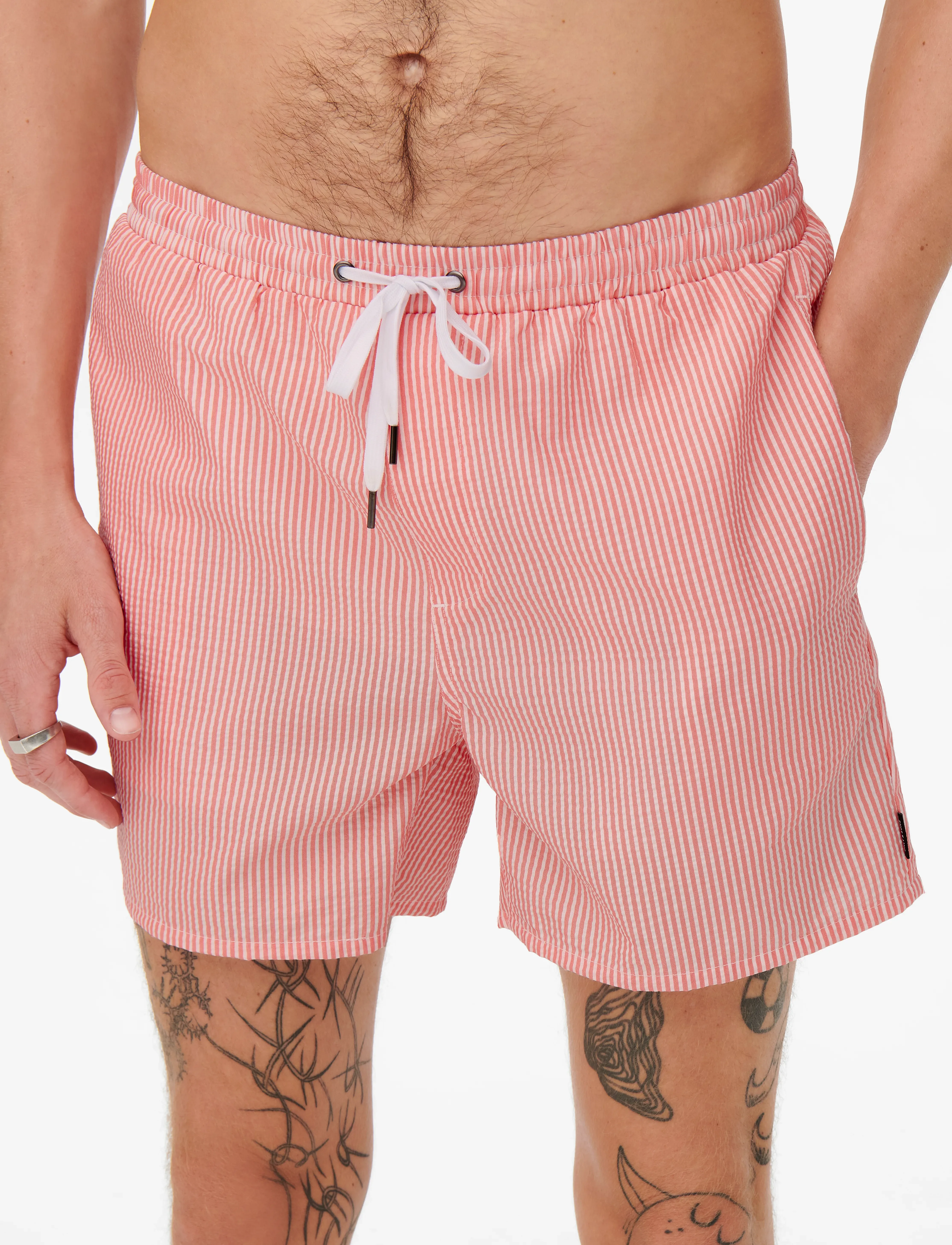 ONLY & SONS - ONSTED STRIPE SEERSUCKER SWIM NOOS - peldšorti - porcelain rose - 5
