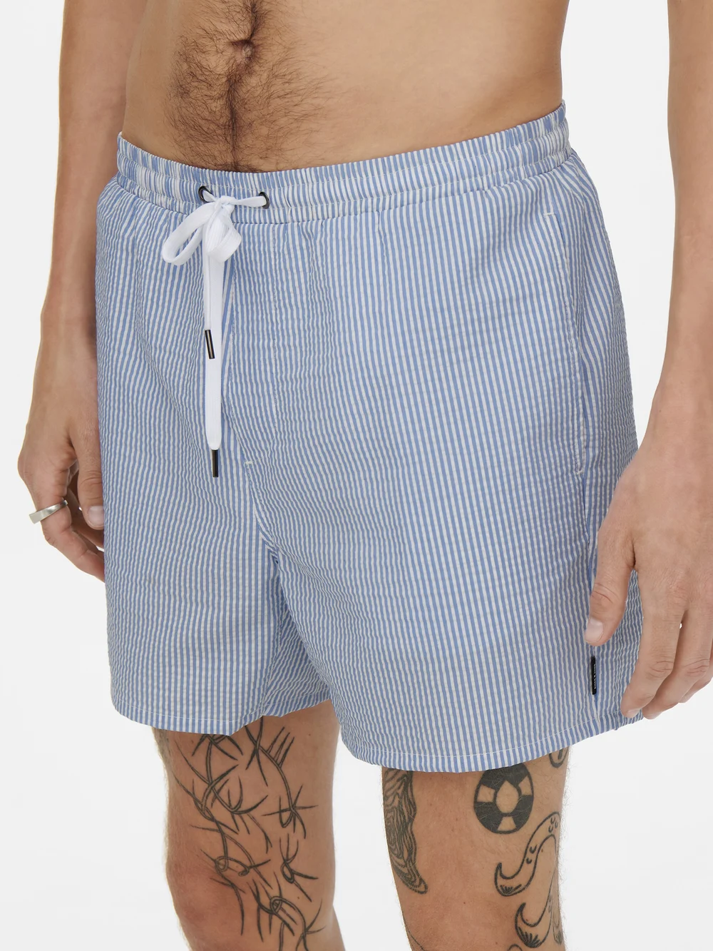 ONLY & SONS - ONSTED STRIPE SEERSUCKER SWIM NOOS - badshorts - quiet harbor - 0