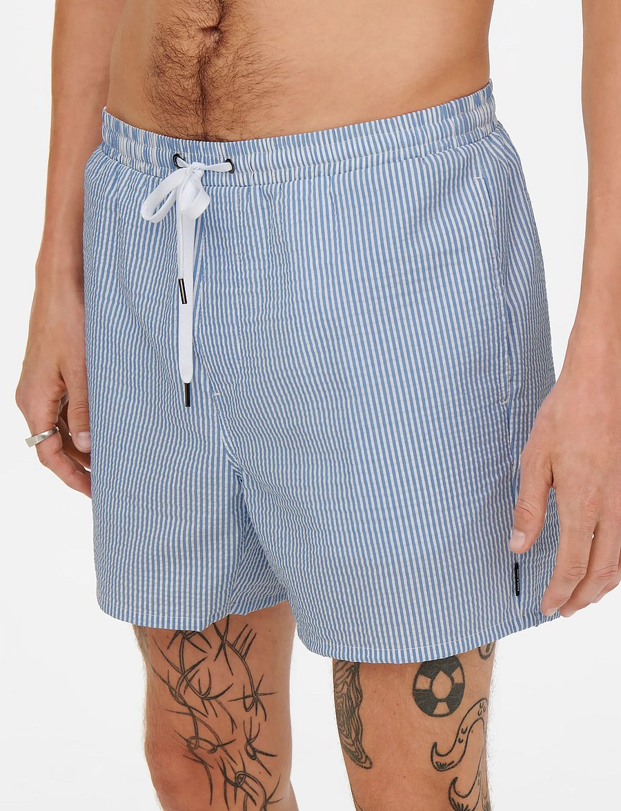 ONLY & SONS - ONSTED STRIPE SEERSUCKER SWIM NOOS - badehose - quiet harbor - 5