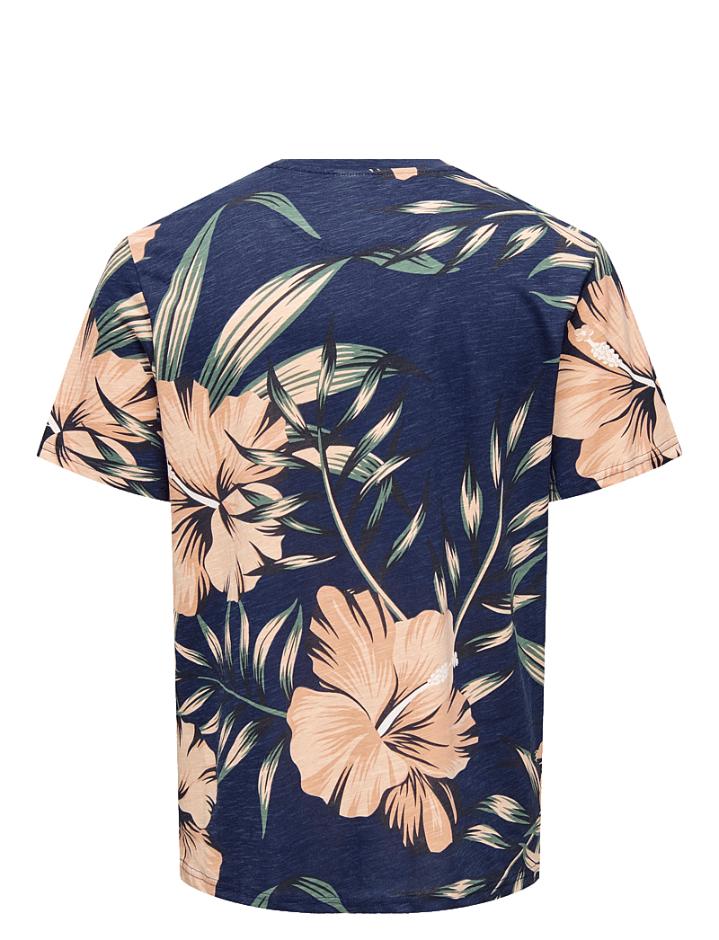 ONLY & SONS - ONSKLOP REG SS FLORAL TEE NOOS - kurzärmelig - navy blazer - 2