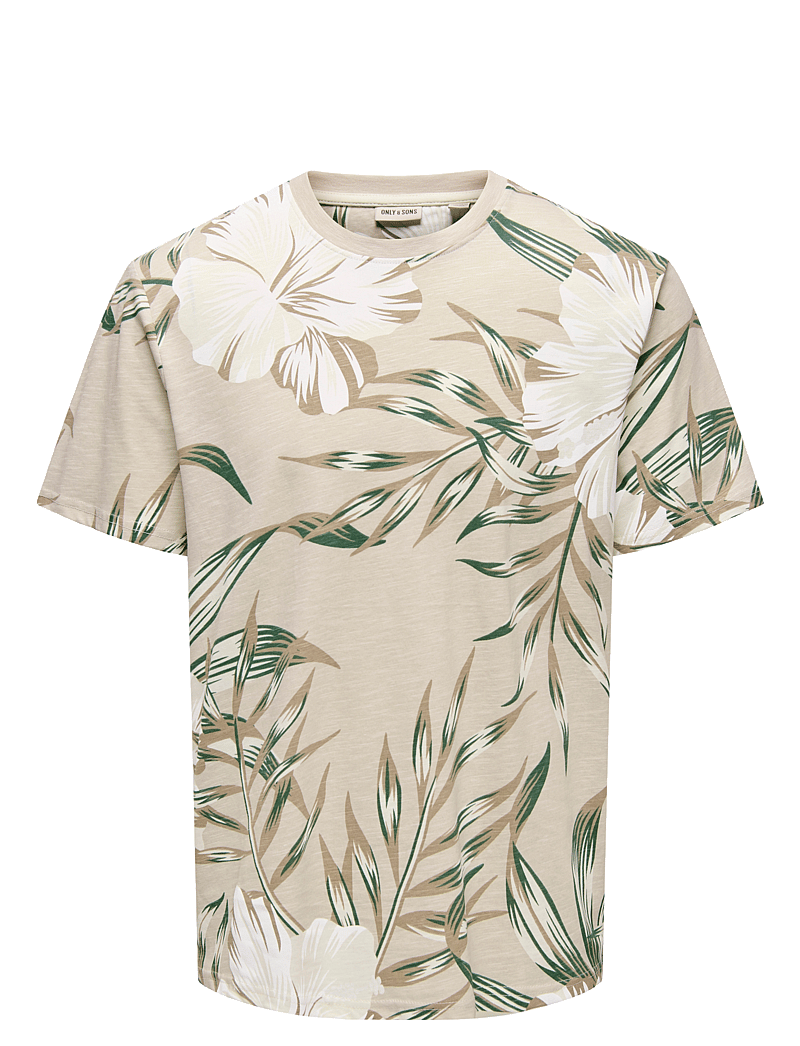 ONLY & SONS - ONSKLOP REG SS FLORAL TEE NOOS - kortärmade t-shirts - silver lining - 1