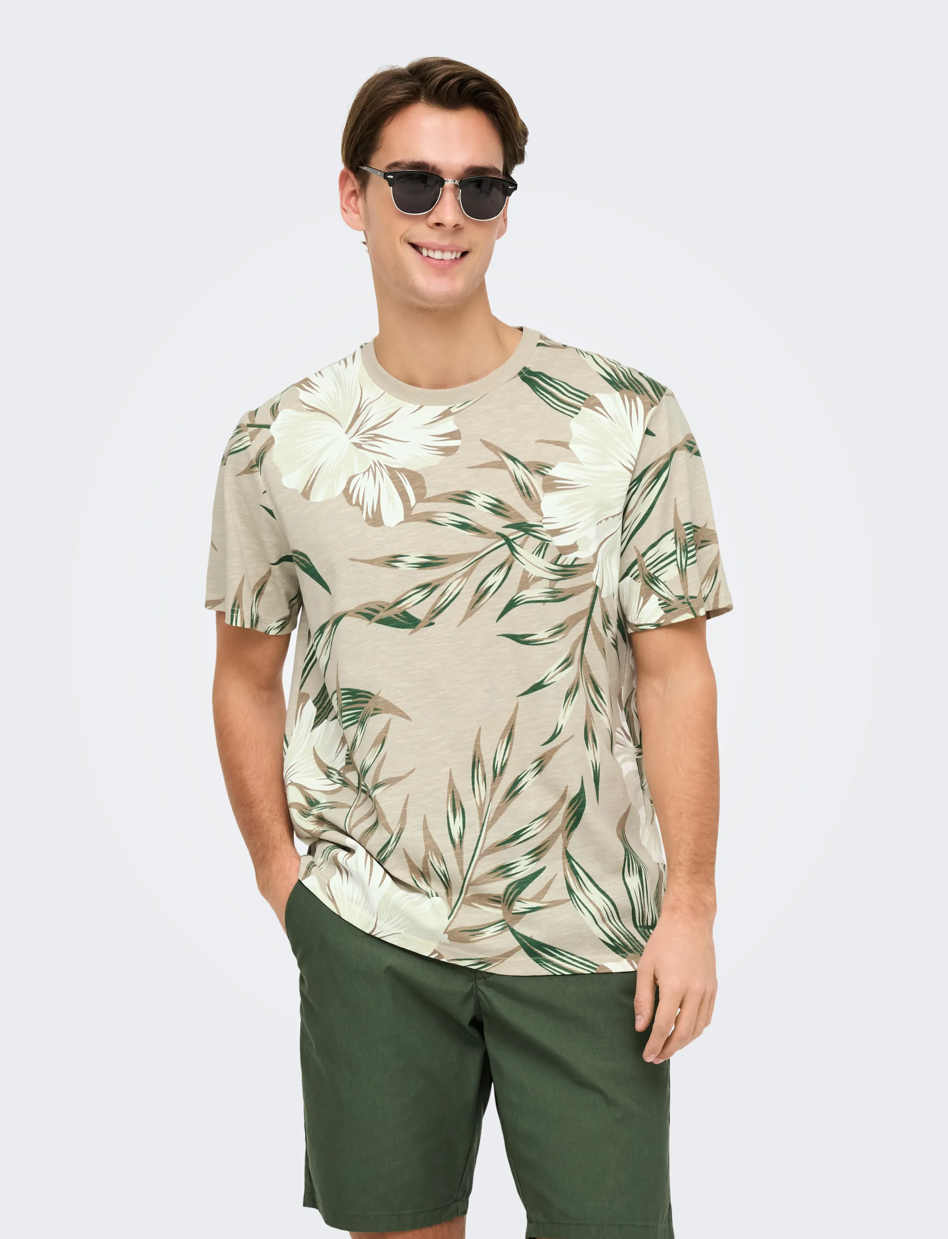 ONLY & SONS - ONSKLOP REG SS FLORAL TEE NOOS - silver lining - 5