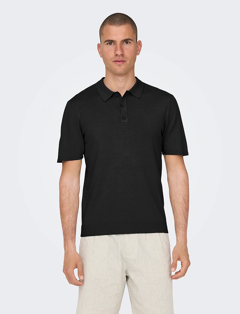 ONLY & SONS - ONSWYLER REG 14 SS POLO KNIT NOOS - knitted polos - black - 0