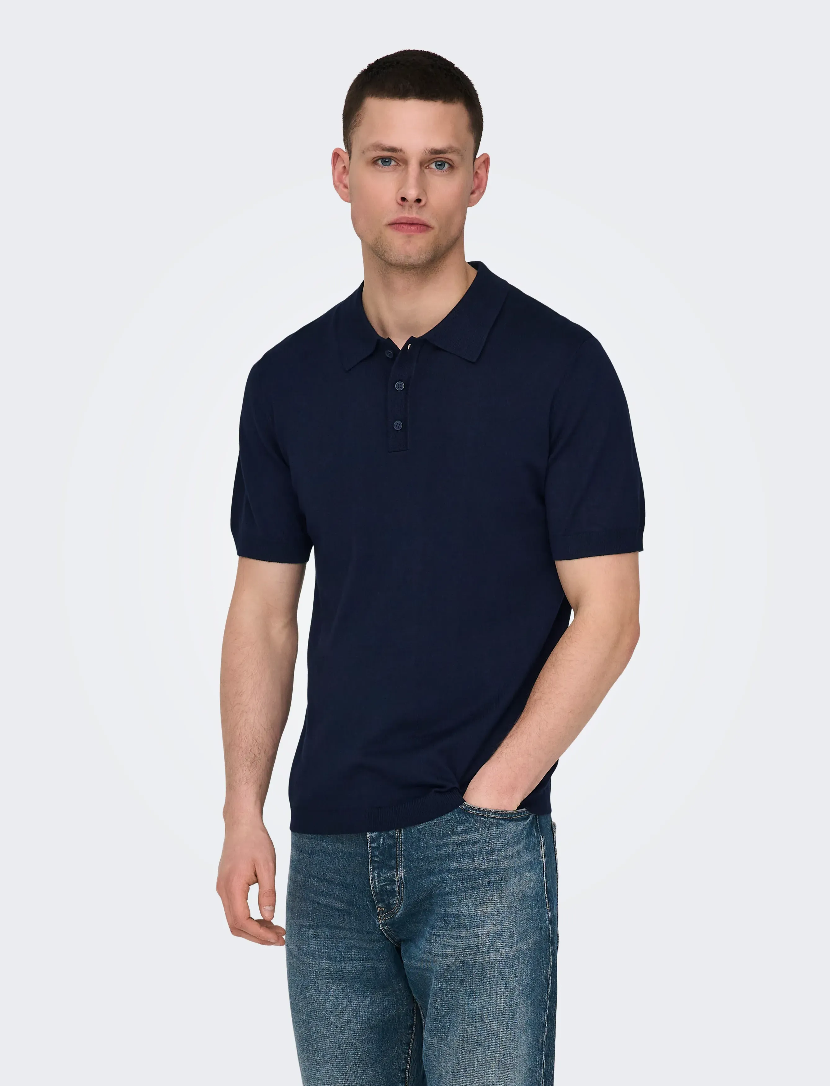 ONLY & SONS ONSWYLER REG 14 SS POLO KNIT NOOS - Winter deals - DARK NAVY / navy