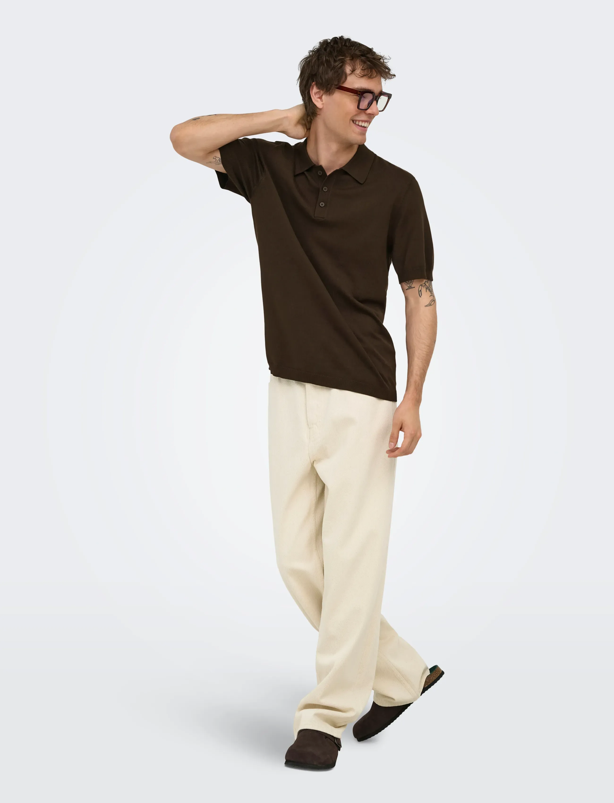 ONLY & SONS - ONSWYLER REG 14 SS POLO KNIT NOOS - kootud polosärgid - demitasse - 4