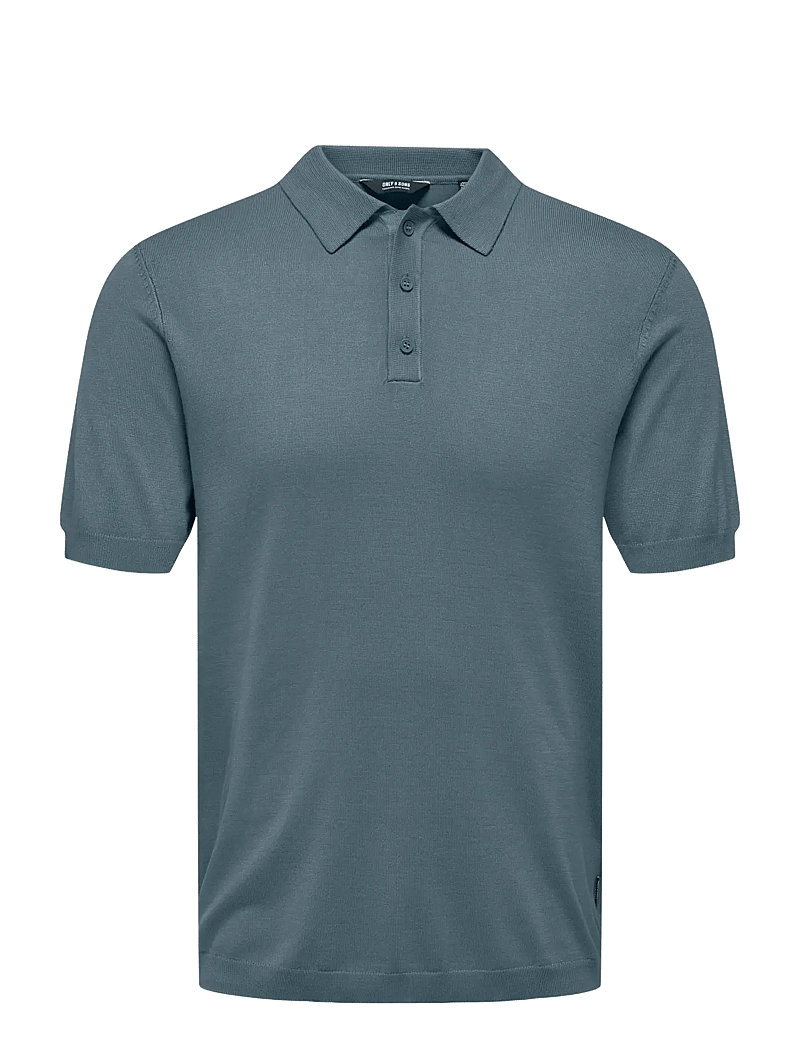 ONLY & SONS - ONSWYLER REG 14 SS POLO KNIT NOOS - gestrickte polohemden - stormy weather - 1