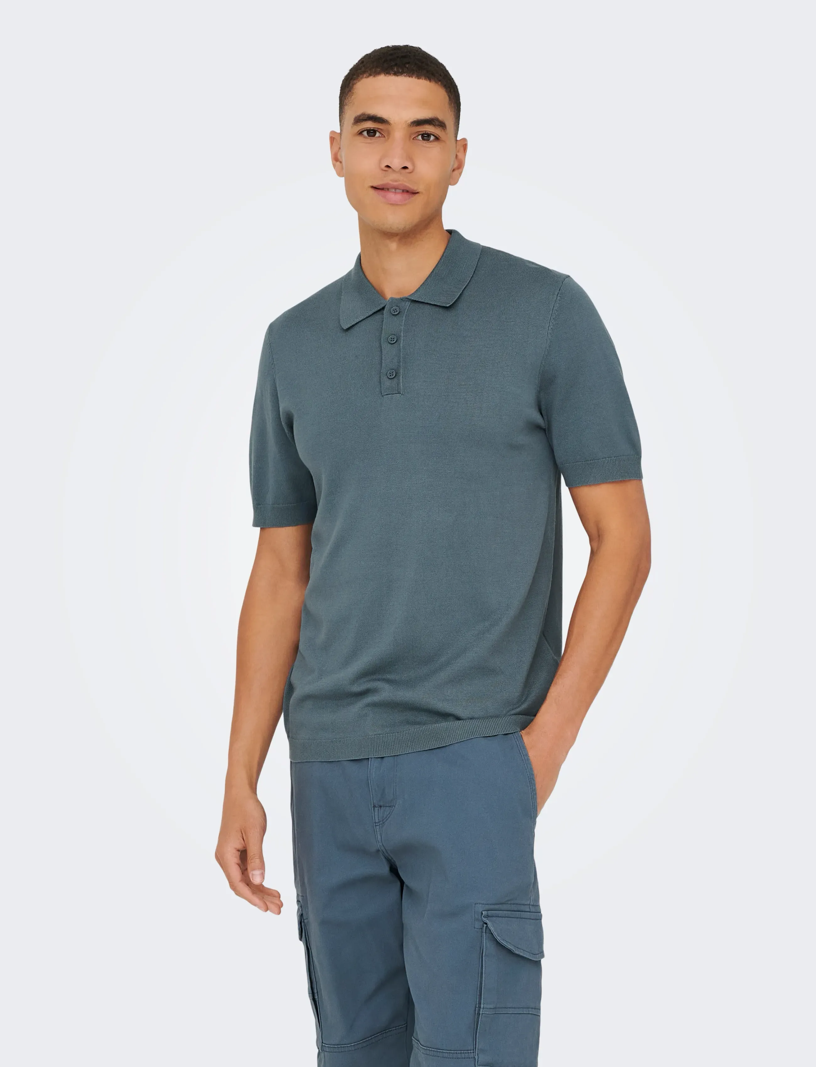 ONLY & SONS ONSWYLER REG 14 SS POLO KNIT NOOS - Urlaubsfavoriten - STORMY WEATHER / grey