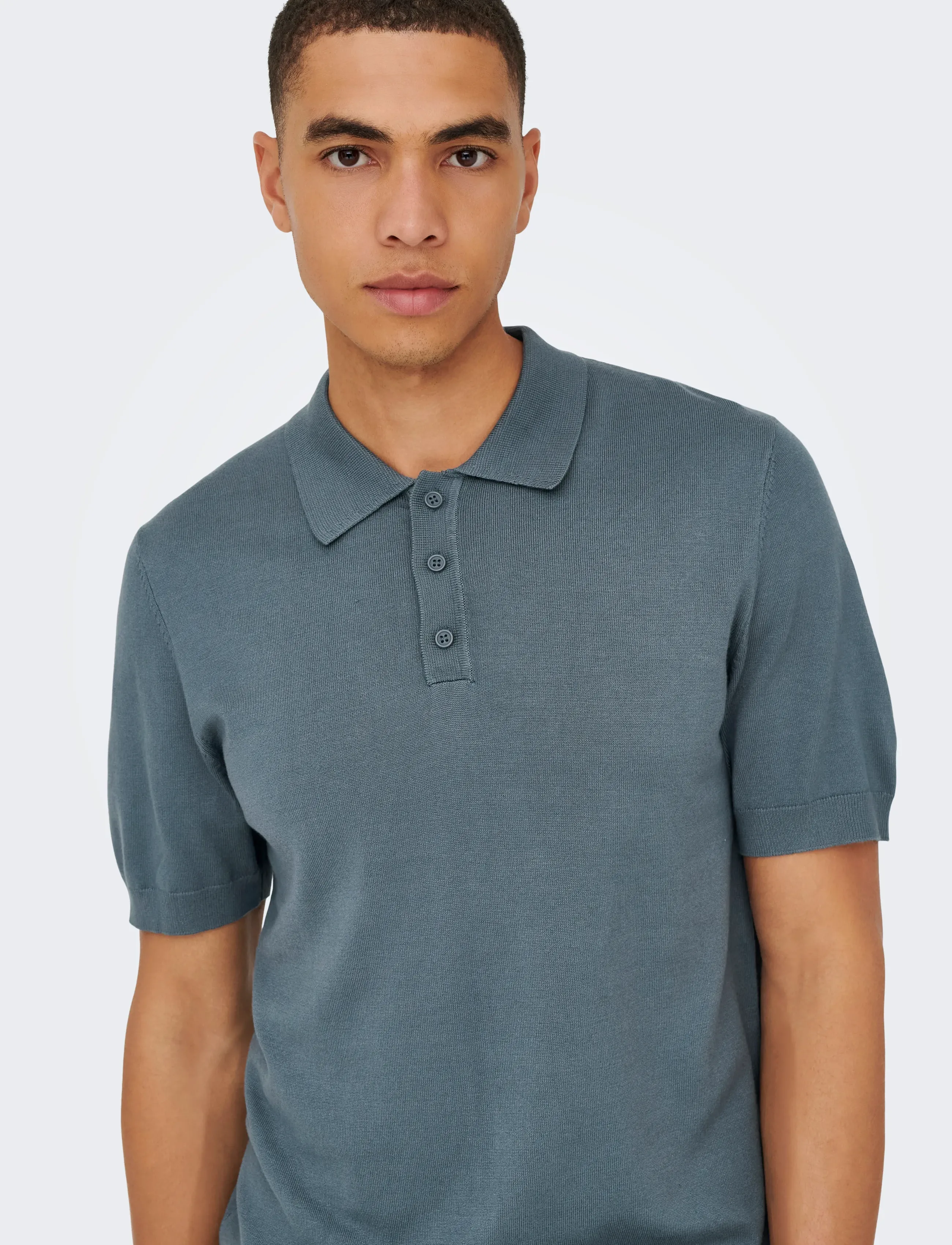 ONLY & SONS - ONSWYLER REG 14 SS POLO KNIT NOOS - gestrickte polohemden - stormy weather - 4