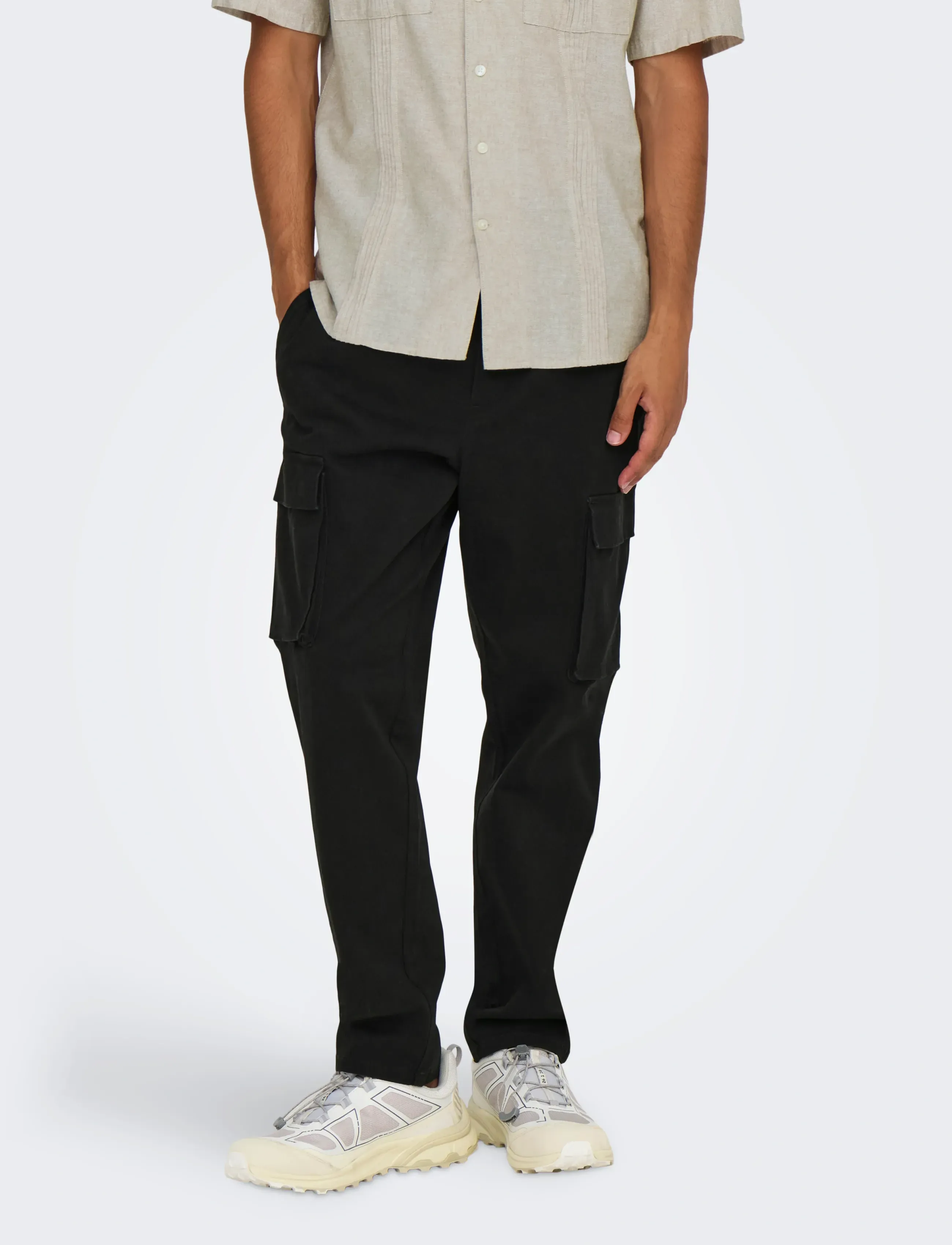 ONLY & SONS Onscam Life Linus Cargo Pant Pk 0013, XL, Black, Bukser > Cargo-Bukser, Herre