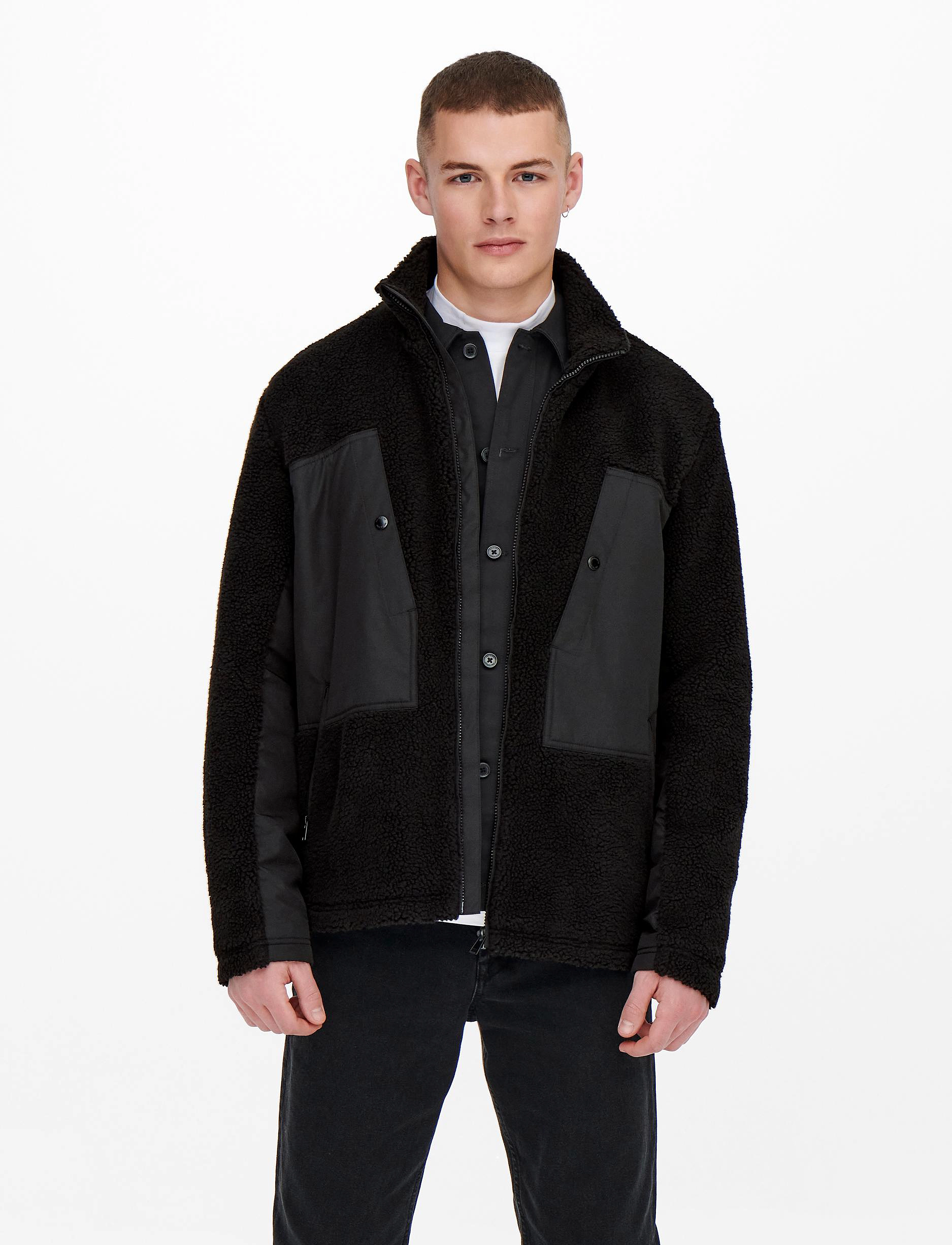 ONLY & SONS - ONSVILLADS SHERPA MIX JACKET OTW - black - 2
