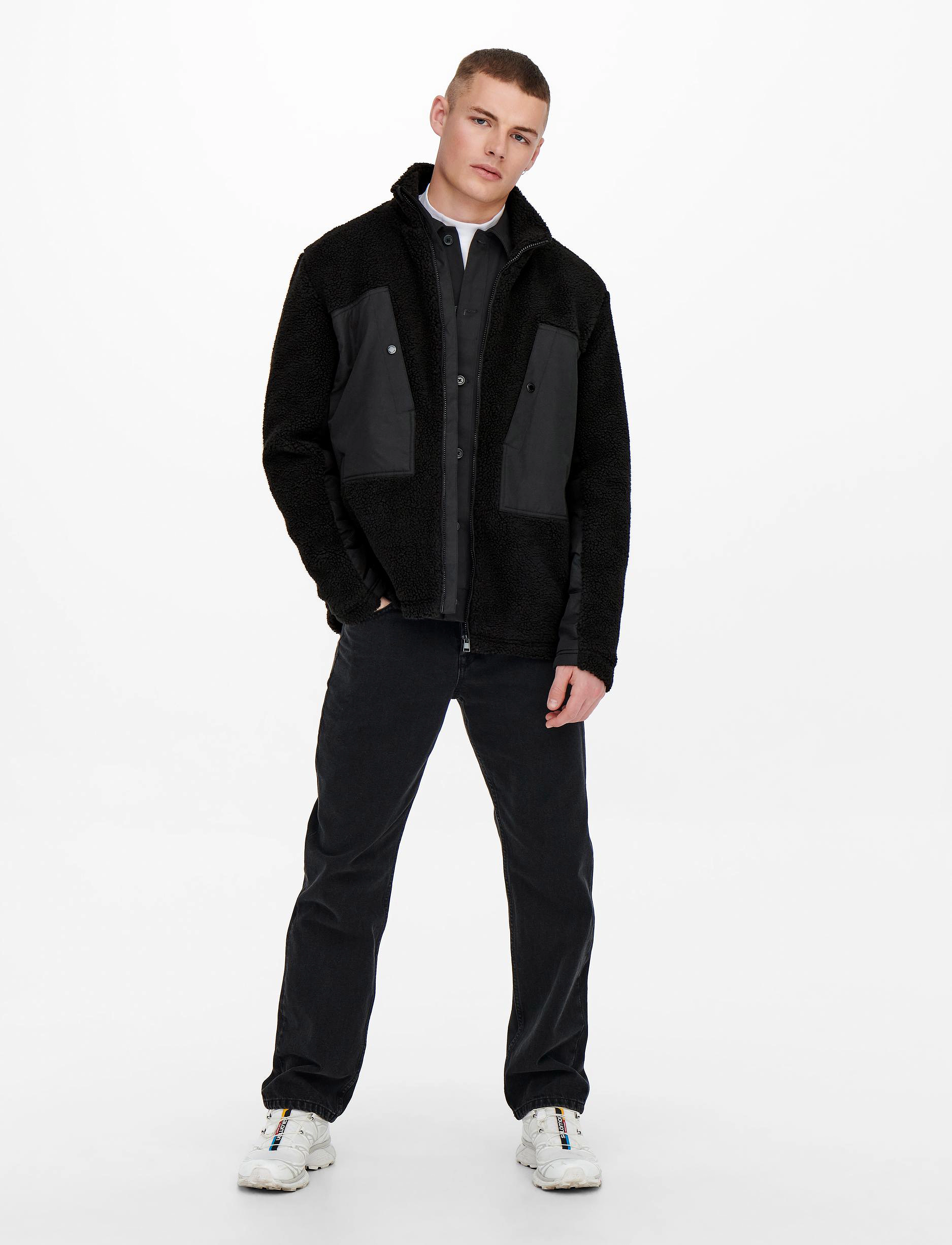 ONLY & SONS - ONSVILLADS SHERPA MIX JACKET OTW - black - 4